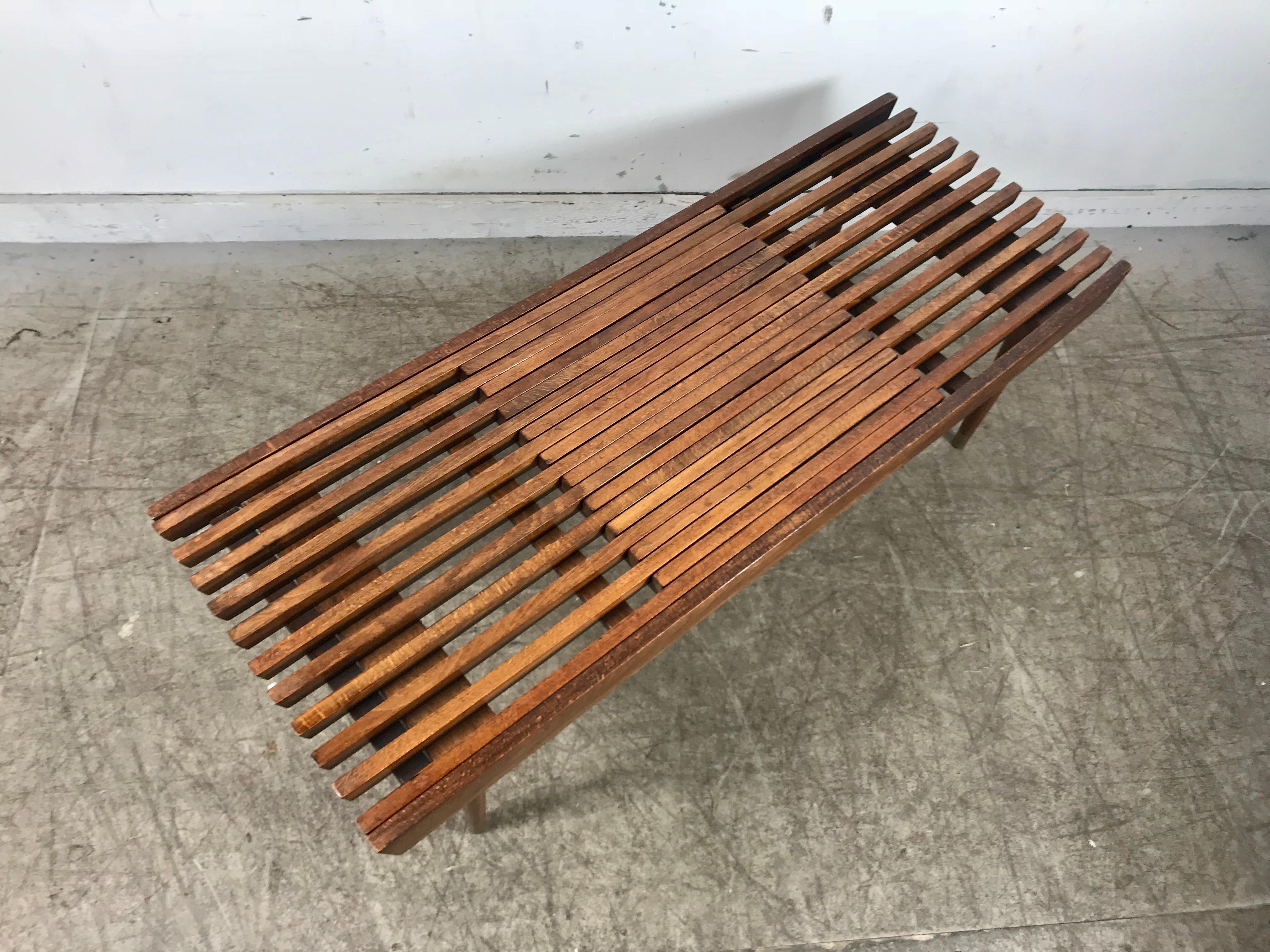 Classic Mid-Century Modern Walnut Expandable Slat Bench or Table 3