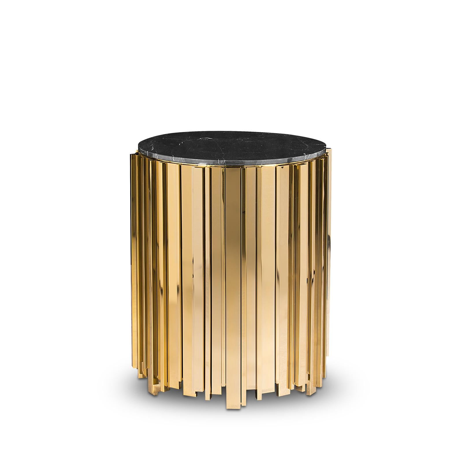 Partenon Medium or Small Side Table with Gold Plated Brass For Sale 2