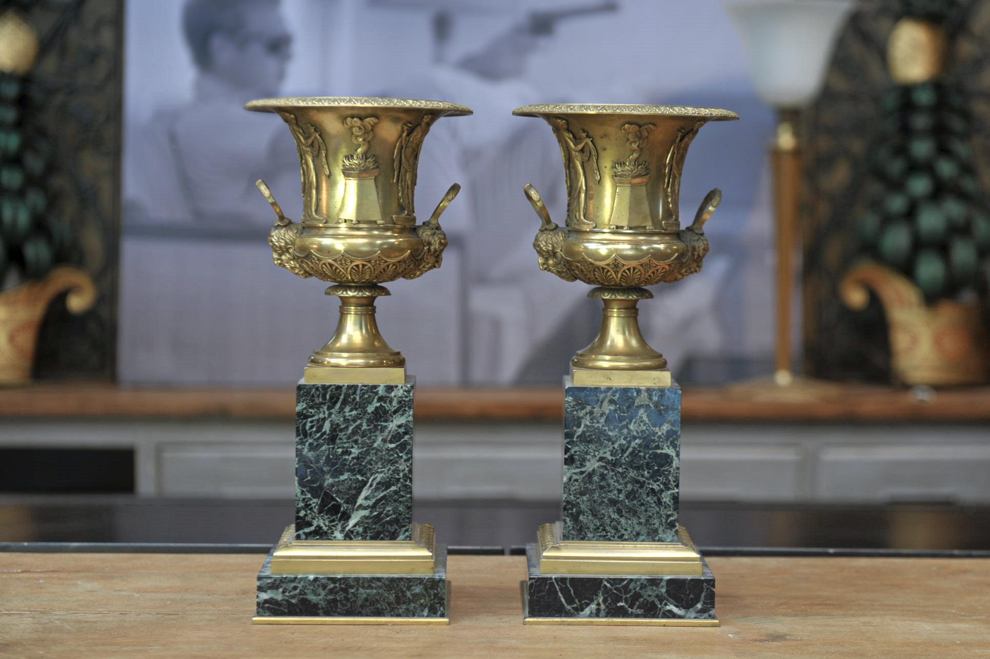 Pair of French Empire Bronze and Marble, circa 1810 3