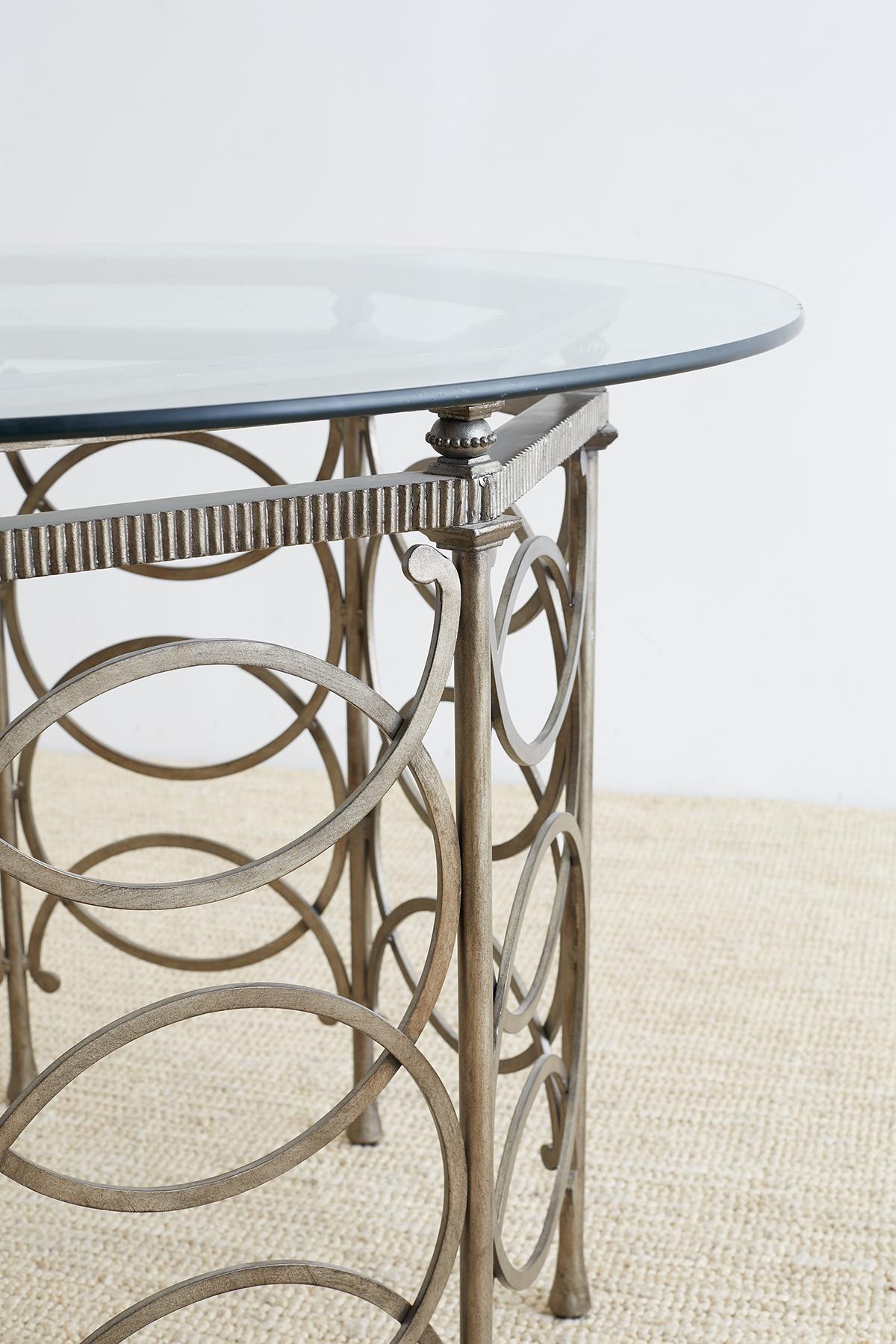 Round Neoclassical Style Silverleaf Metal Dining Table 2