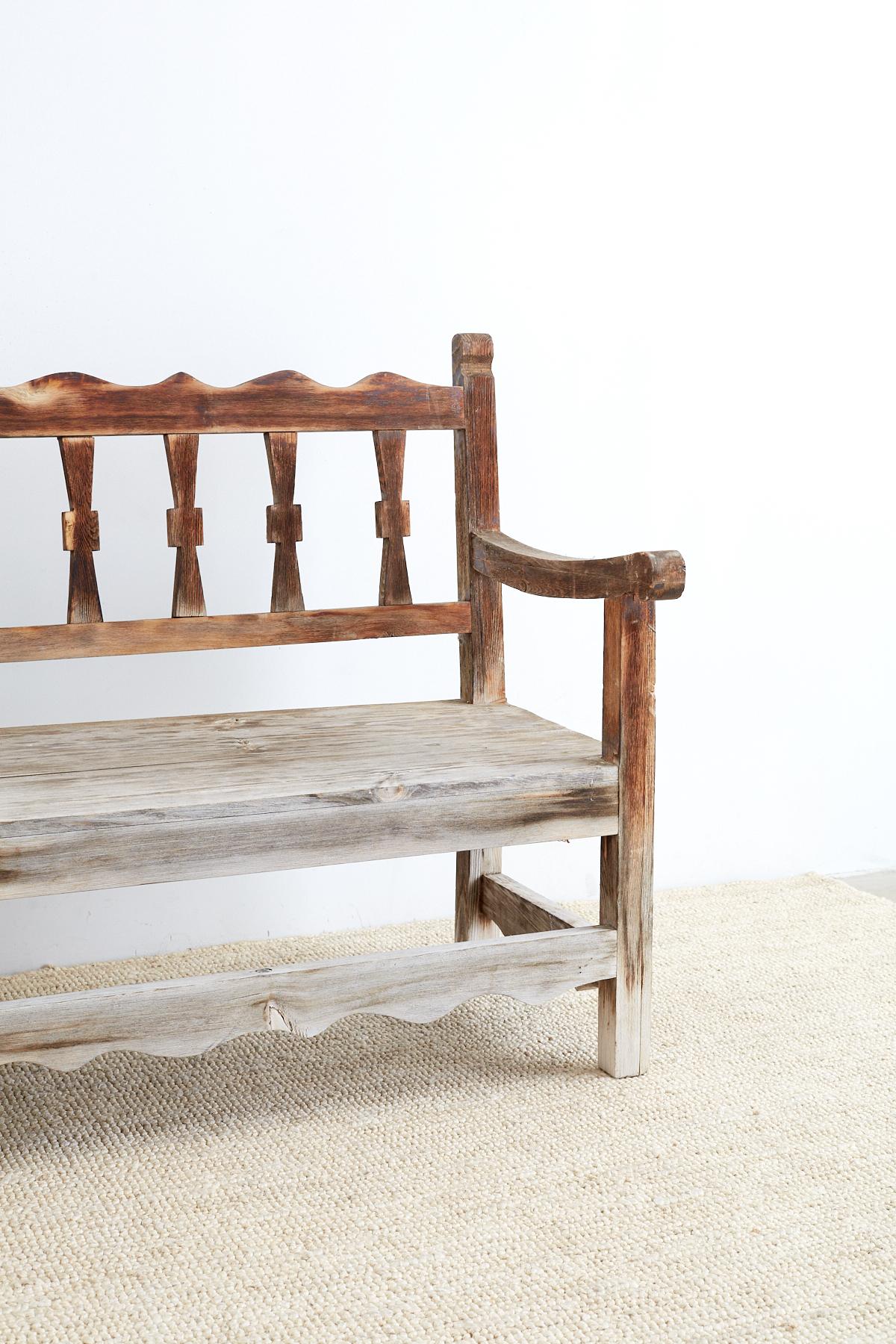 Rustic California Rancho Monterey Style Pine Bench 2