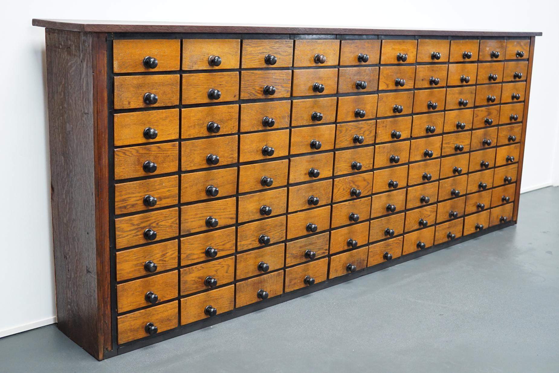 Dutch Oak Apothecary Cabinet or Bank of Drawers, 1930s 2