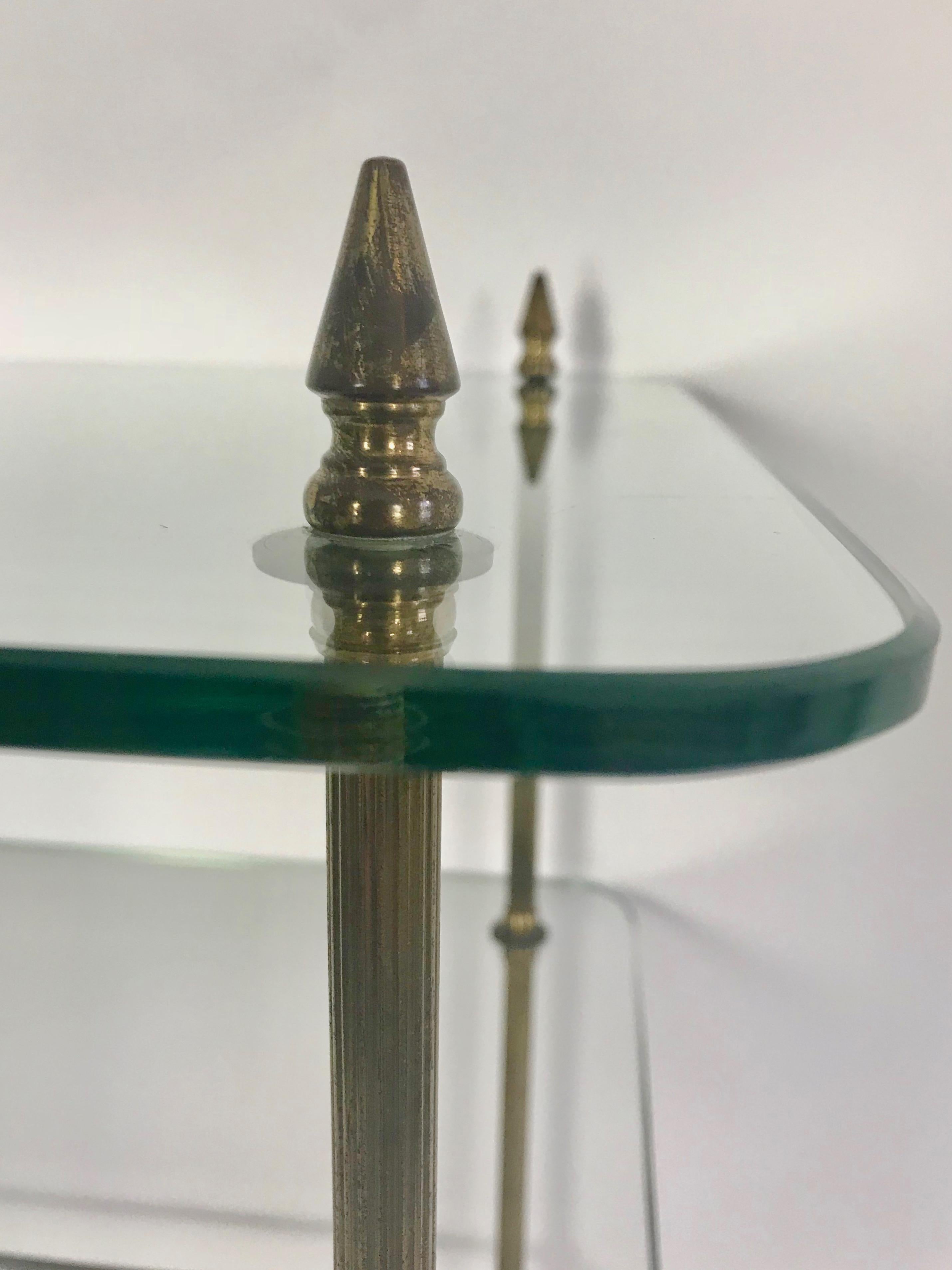 Two-Tiered Glass and Brass Side Table from France 3