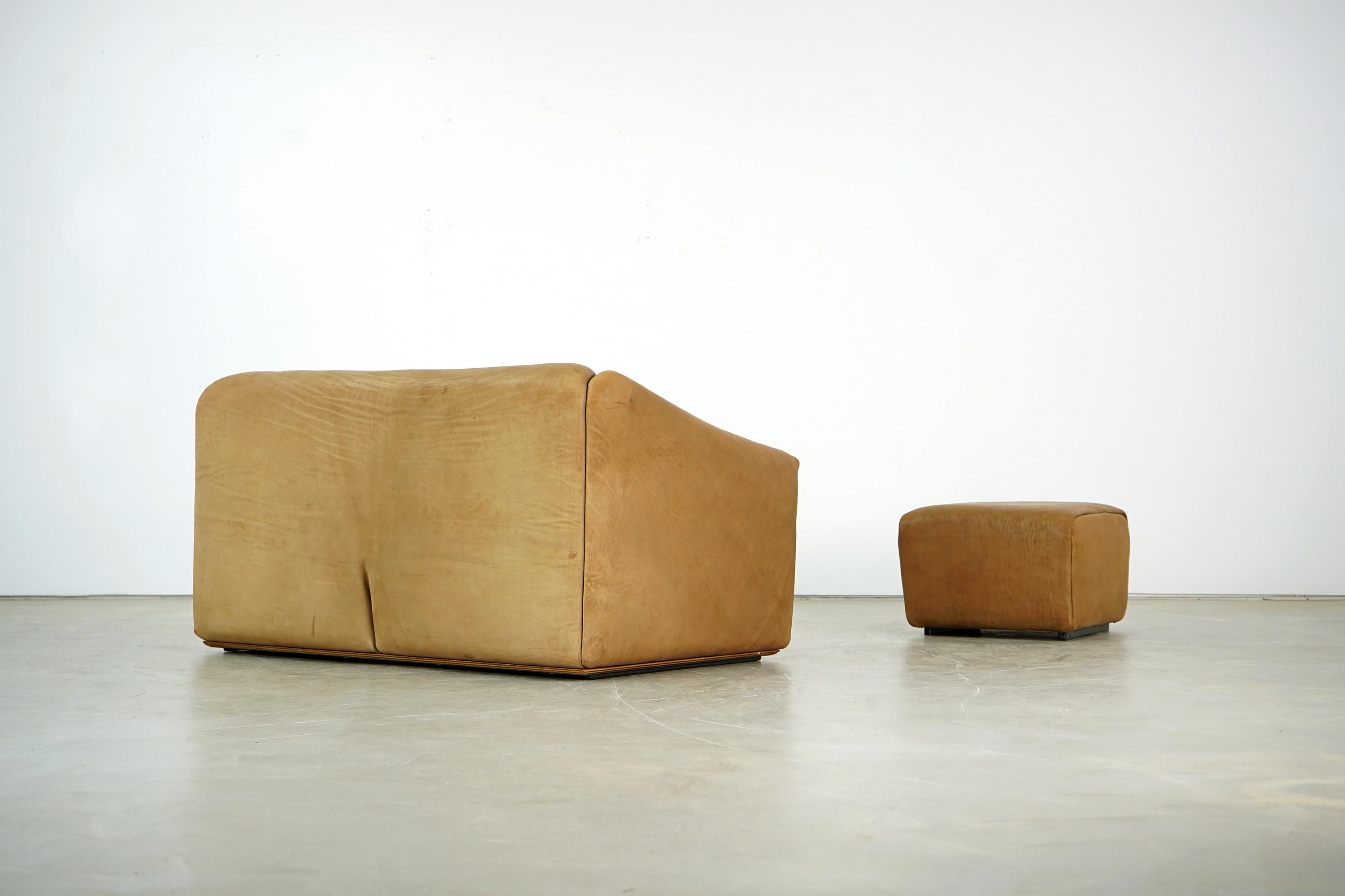 Rustic Two-Seat Sofa and Ottoman Ds 47 by De Sede, 1960s 1