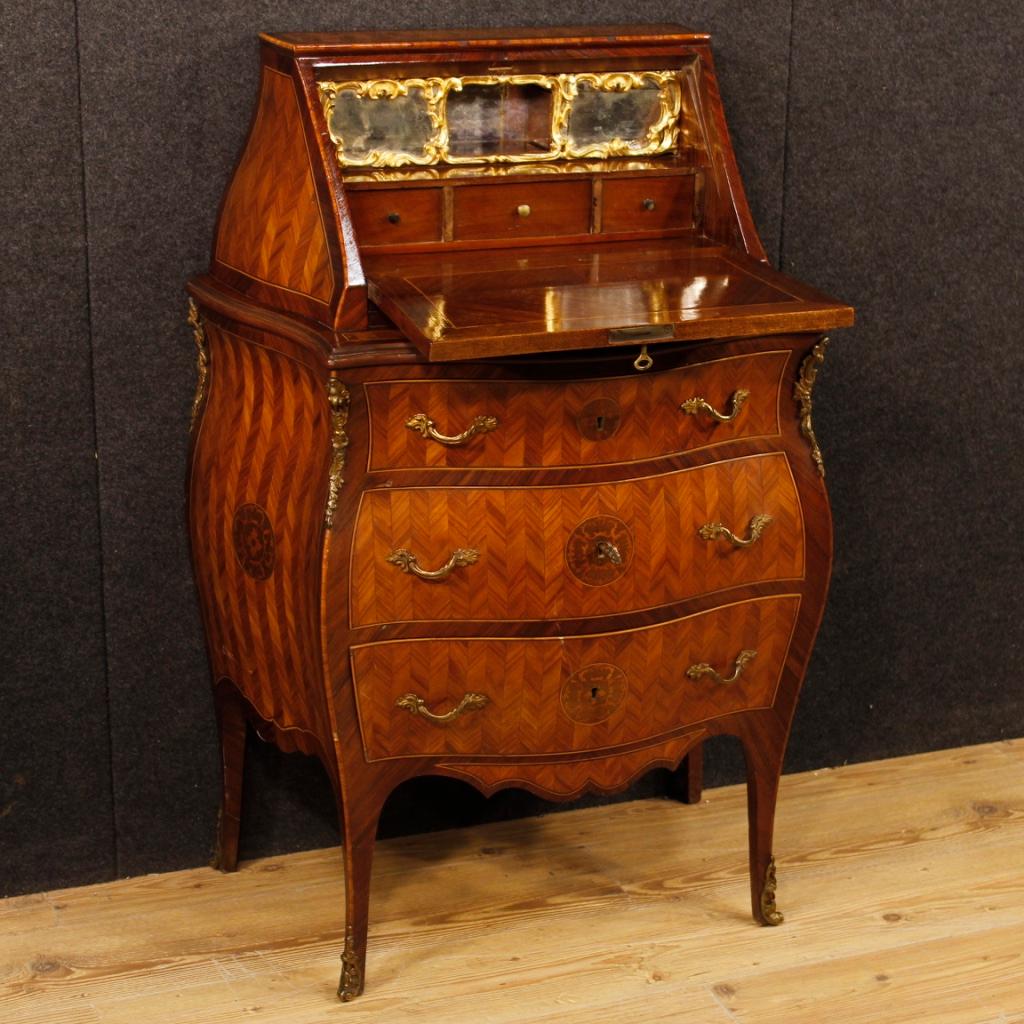 Italian Bureau in Inlaid Wood with Gilt Bronzes from 20th Century 4
