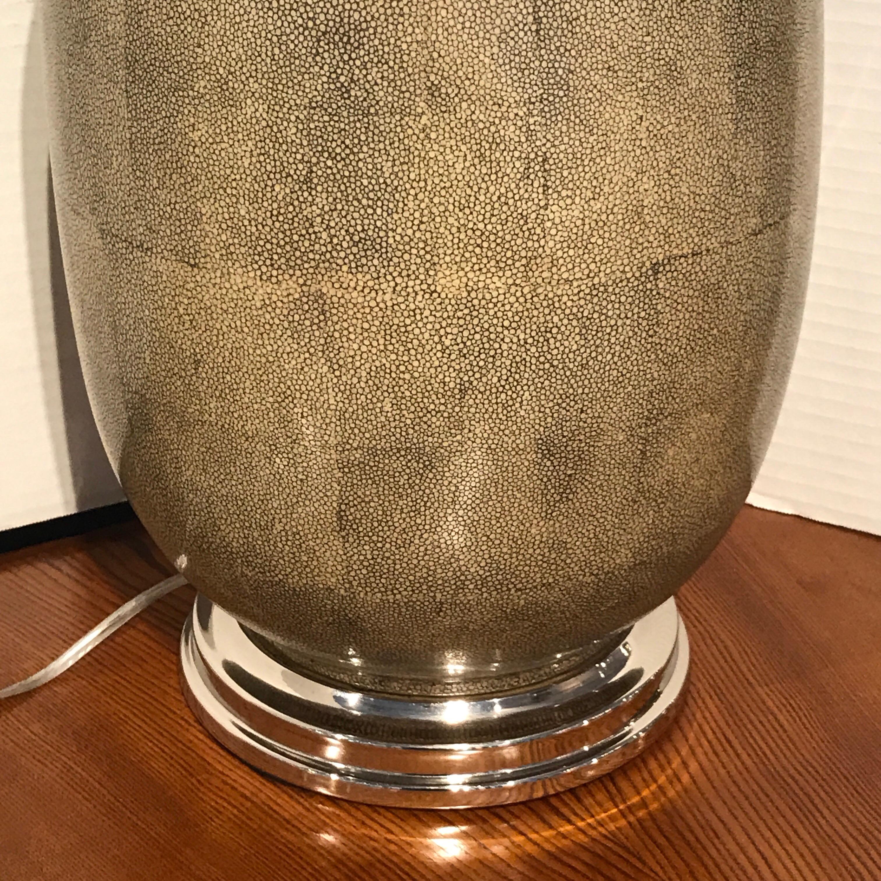Pair of Shagreen Porcelain Vases, Now as Lamps For Sale 2