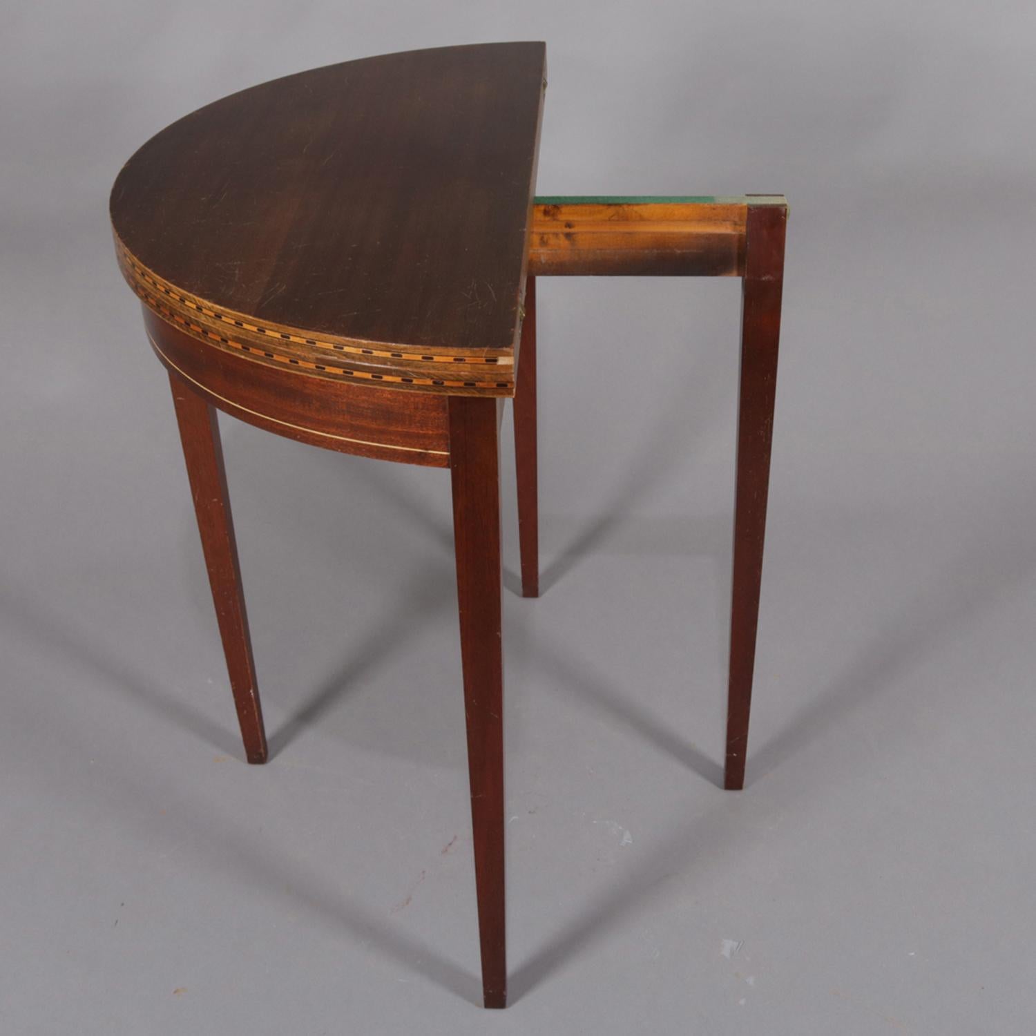 Antique Hepplewhite Style Inlaid and Banded Mahogany Game Table by Brandt In Good Condition In Big Flats, NY
