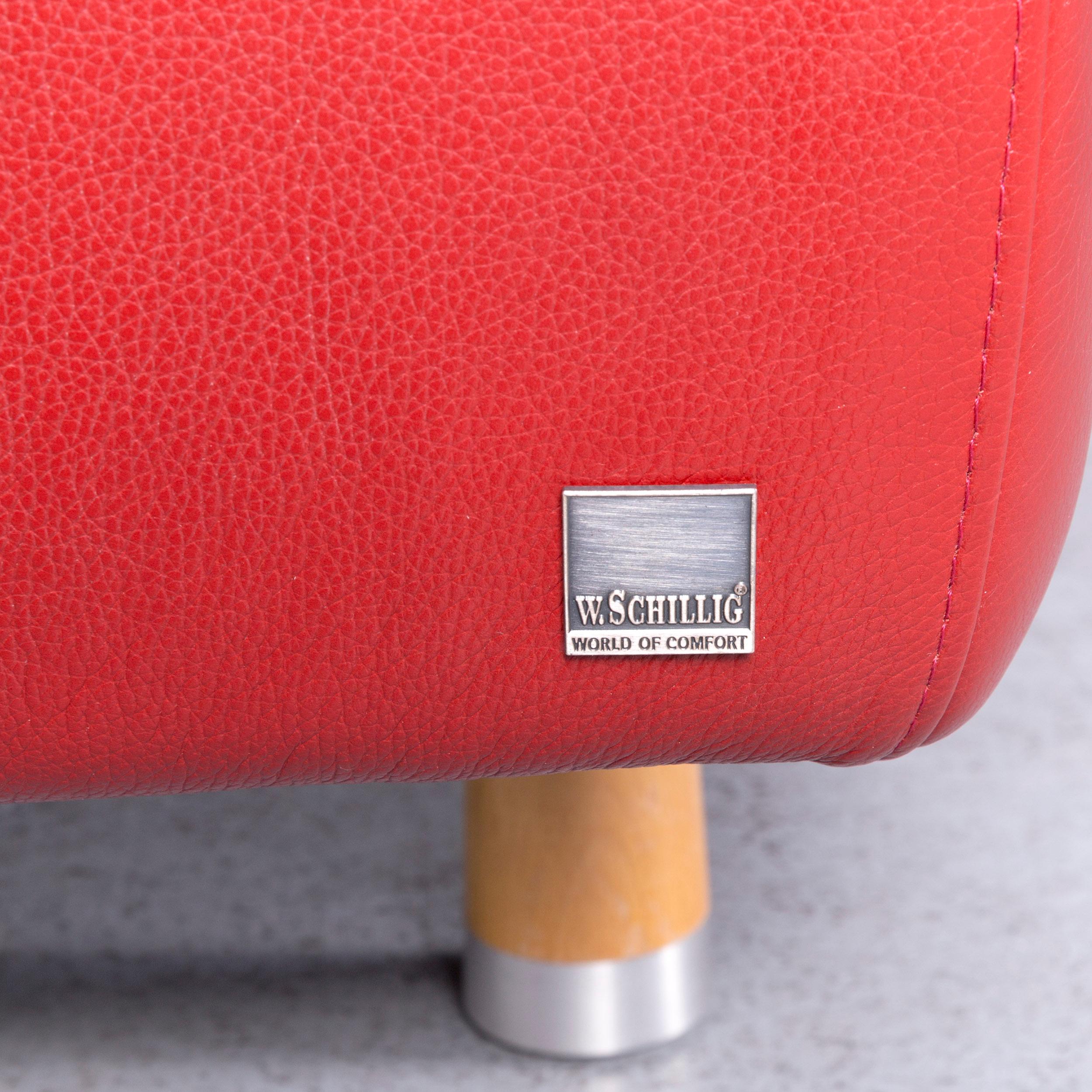 Contemporary Willi Schillig Designer Leather Corner Sofa Red Corner-Couch For Sale