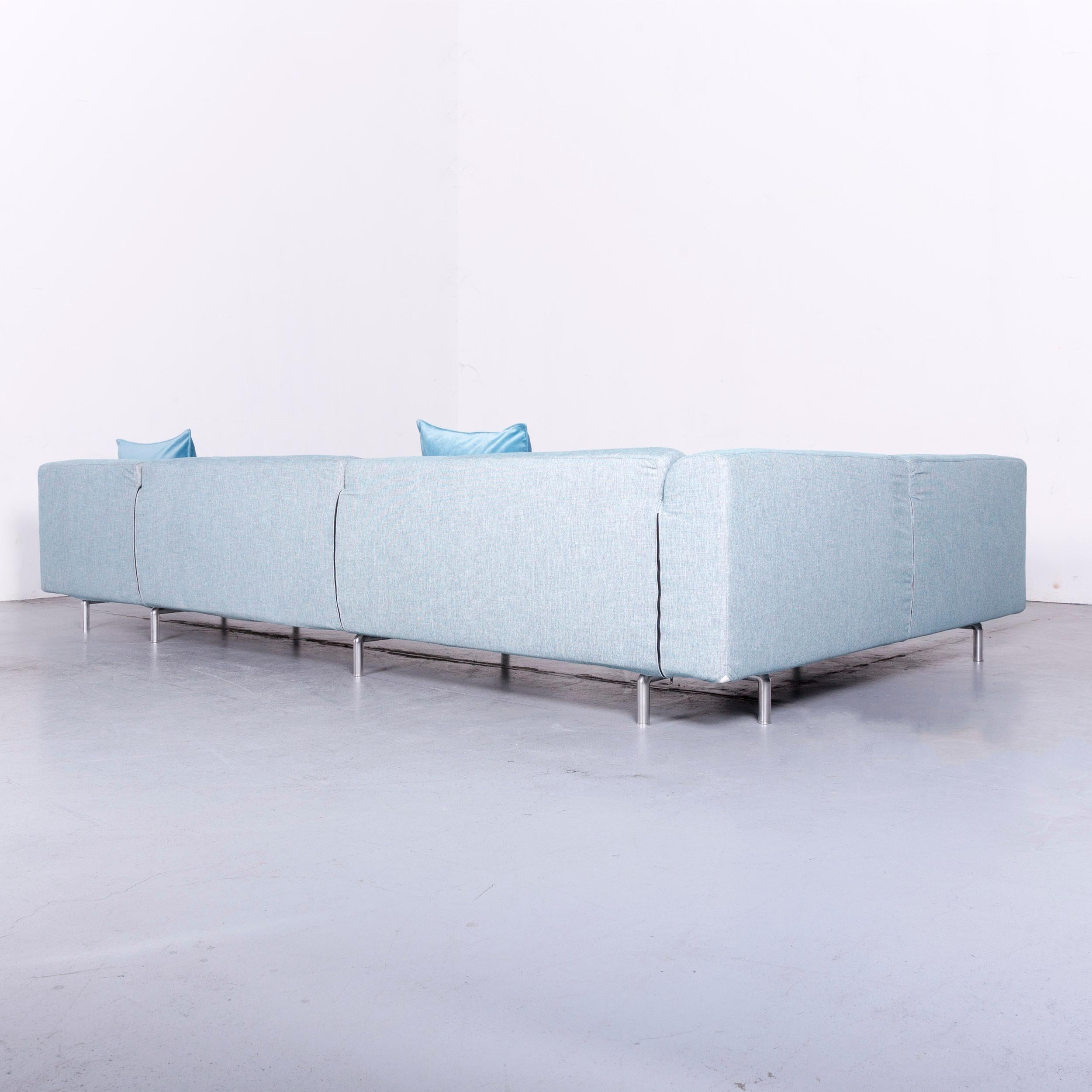 Cassina Met Designer Corner Sofa Couch Blue Fabric 1