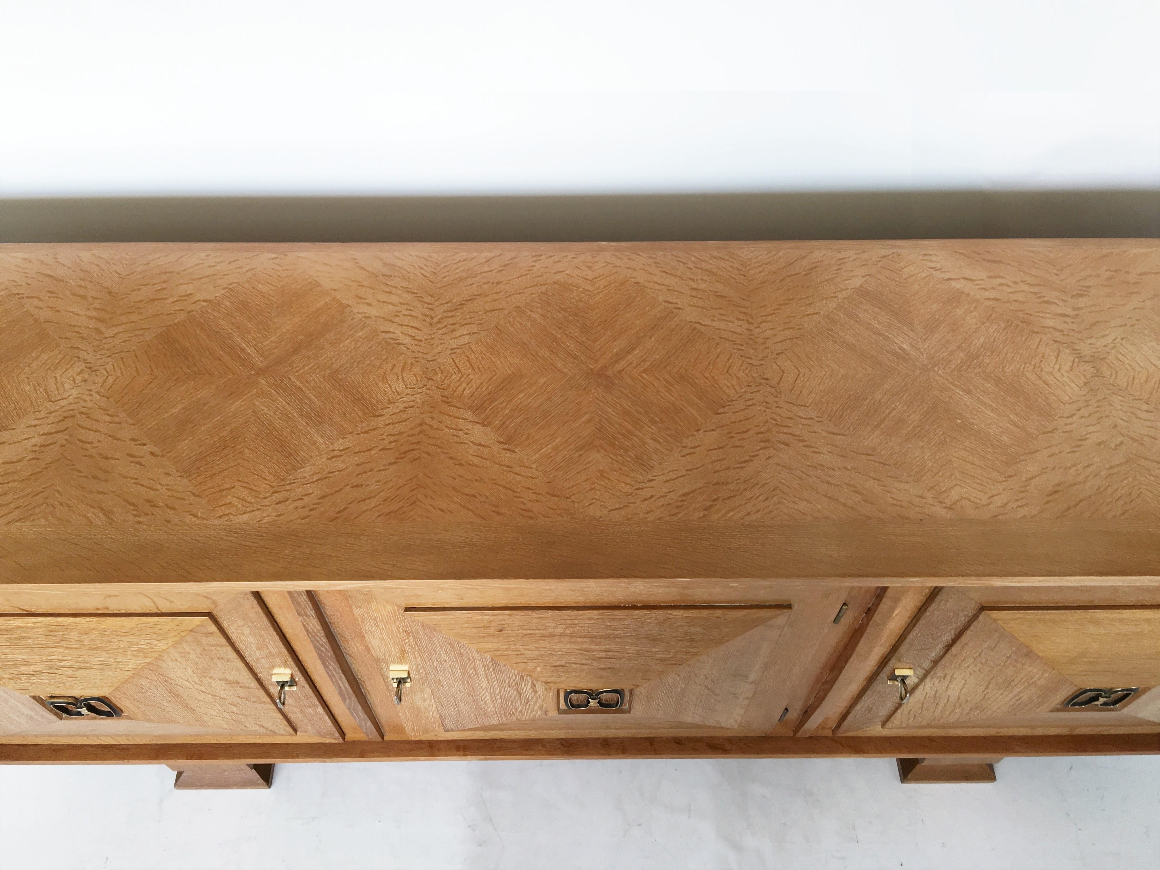 Exceptional Cerused Oak Sideboard in the Style of Charles Dudouyt For Sale 1
