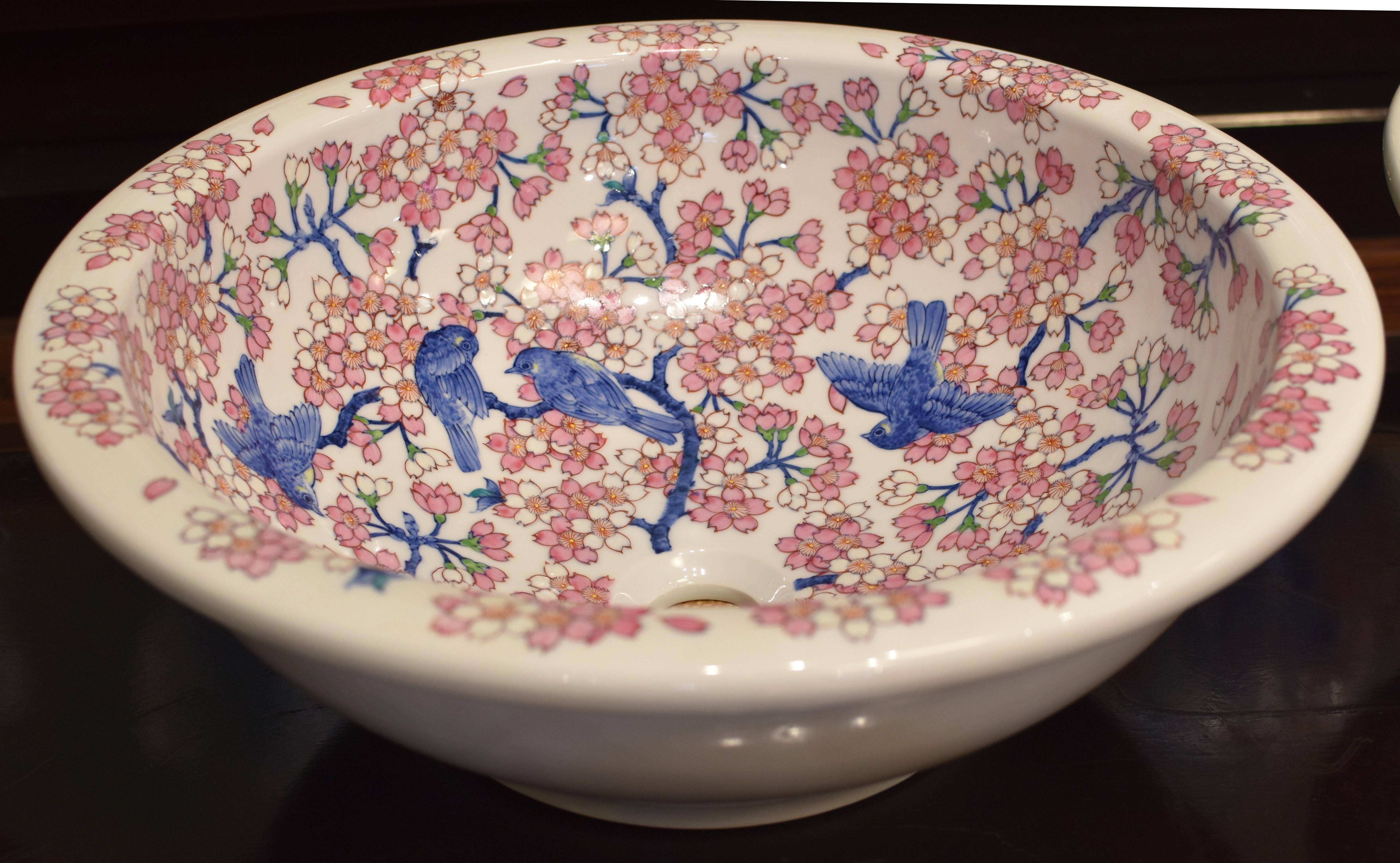 Hand-Painted Japanese Contemporary Porcelain Washbasin by Master Artist 4