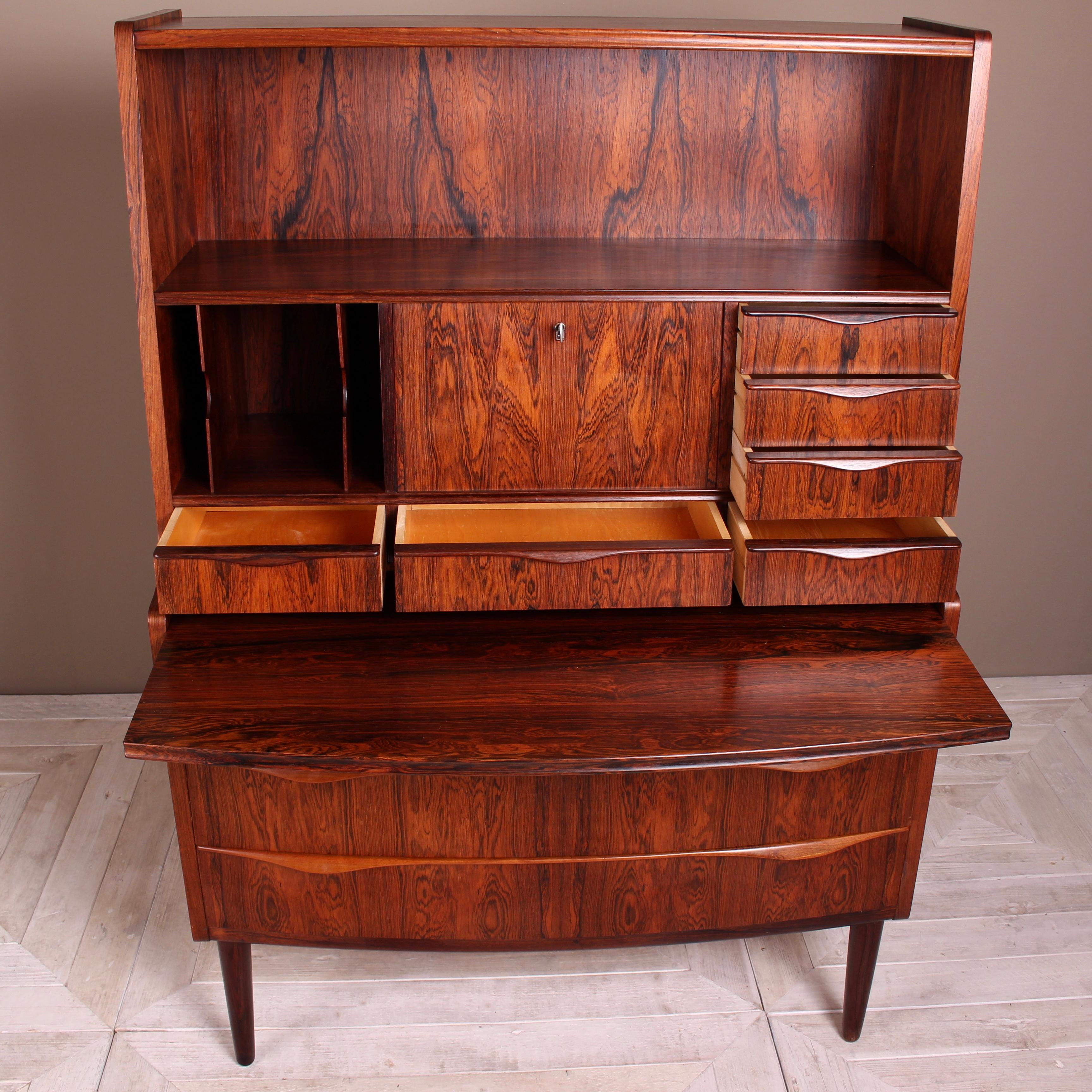 Danish Rosewood Secretaire Cabinet Possibly by Erling Torvits, circa 1960 3