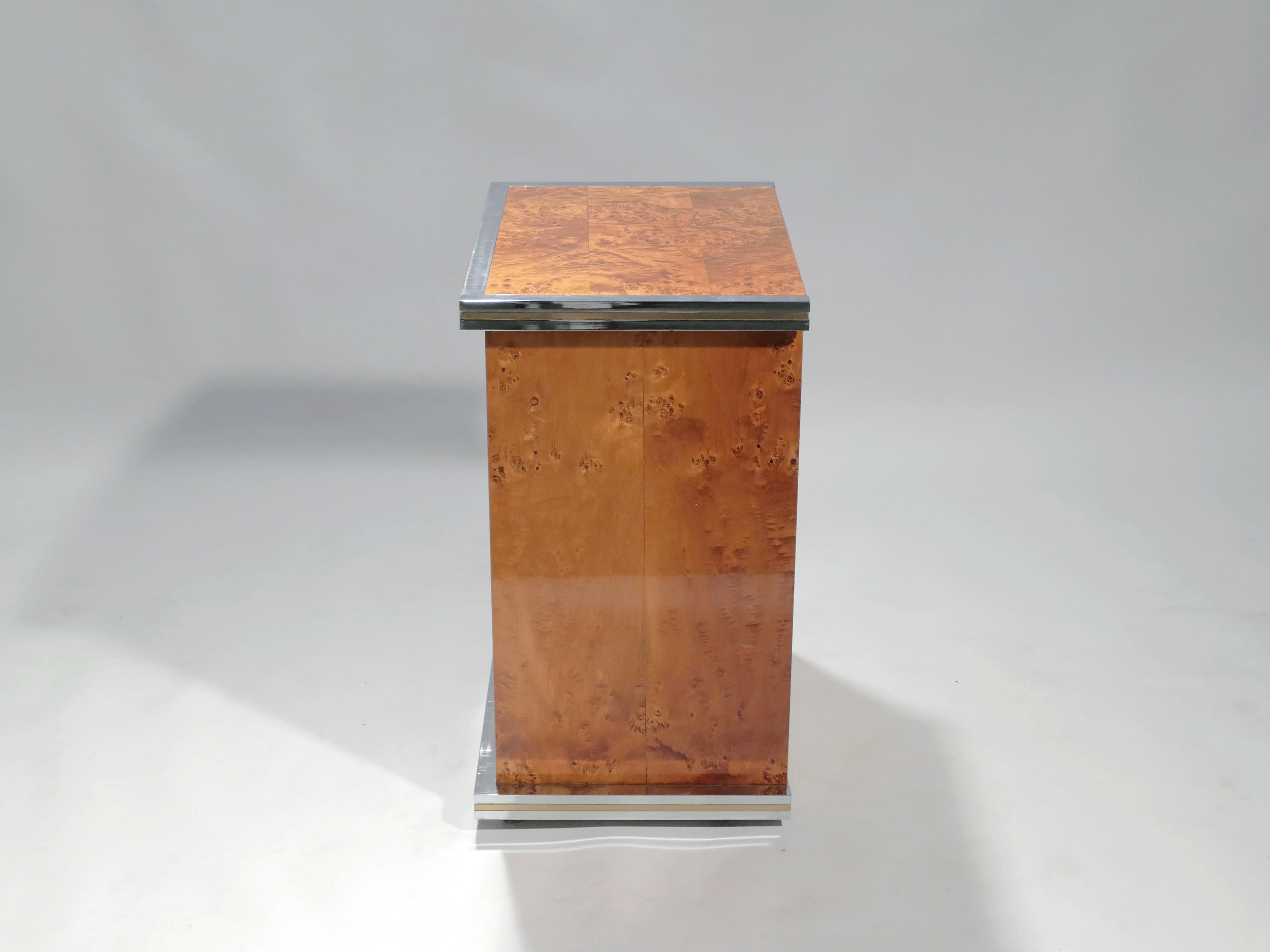 Willy Rizzo Burl Brass Chest of Drawers, 1970s 2