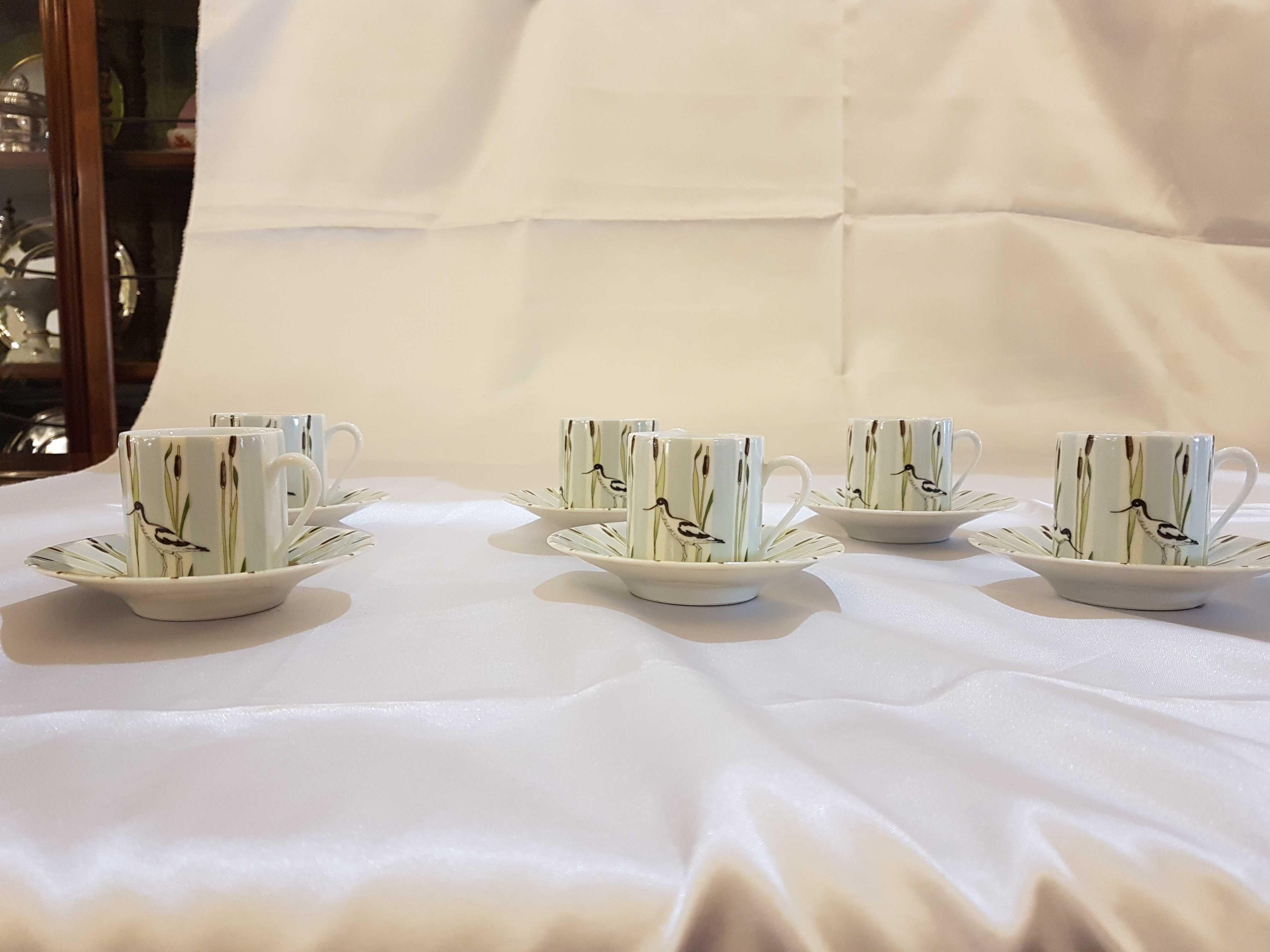 Hermès Les Matin de l'Etang Porcelain Set of Six Coffee Cups, France, Modern 2