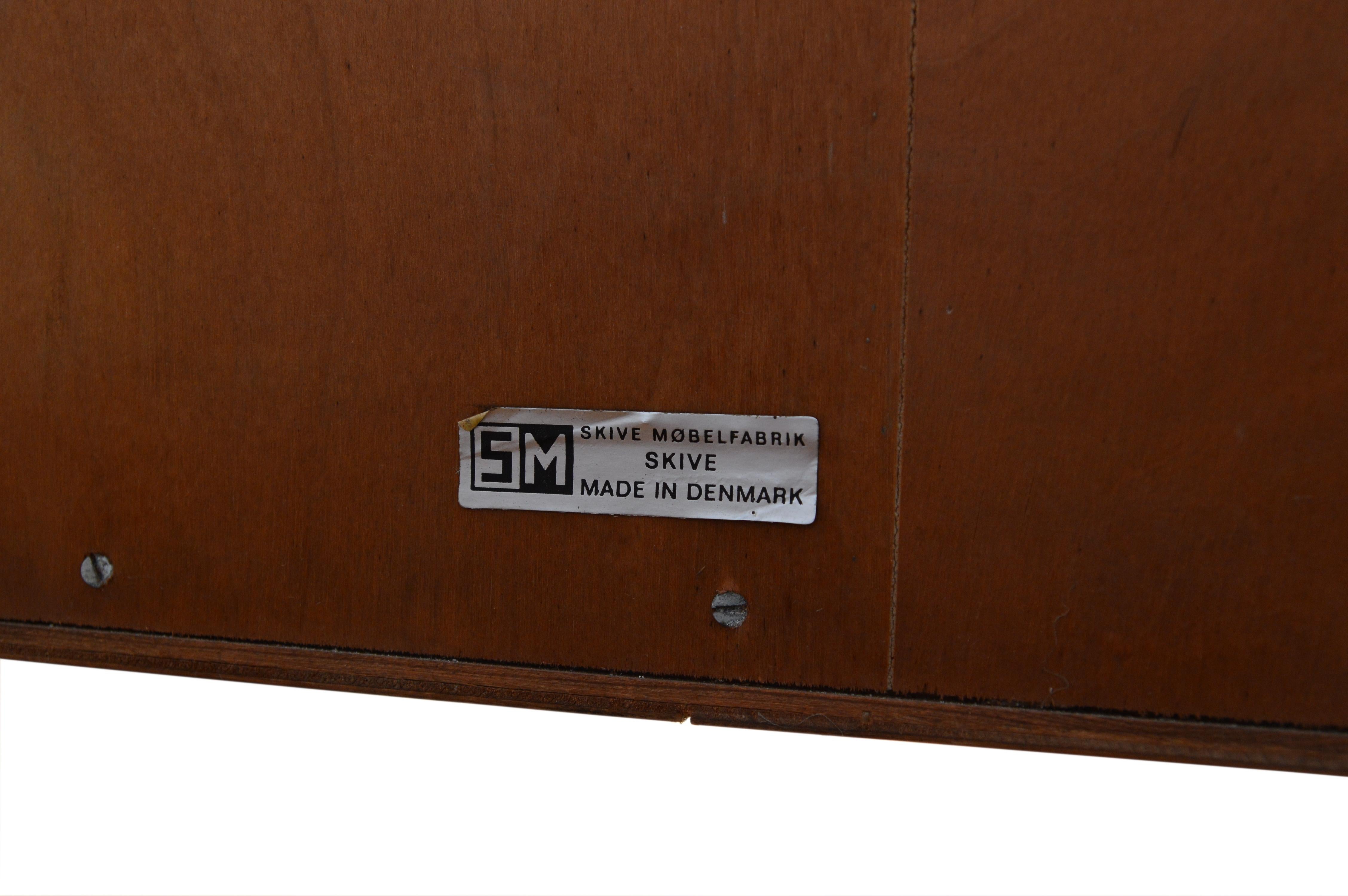 Midcentury Danish Tambour Door Teak Low Sideboard by Hans Peter Hansen for Skive For Sale 2
