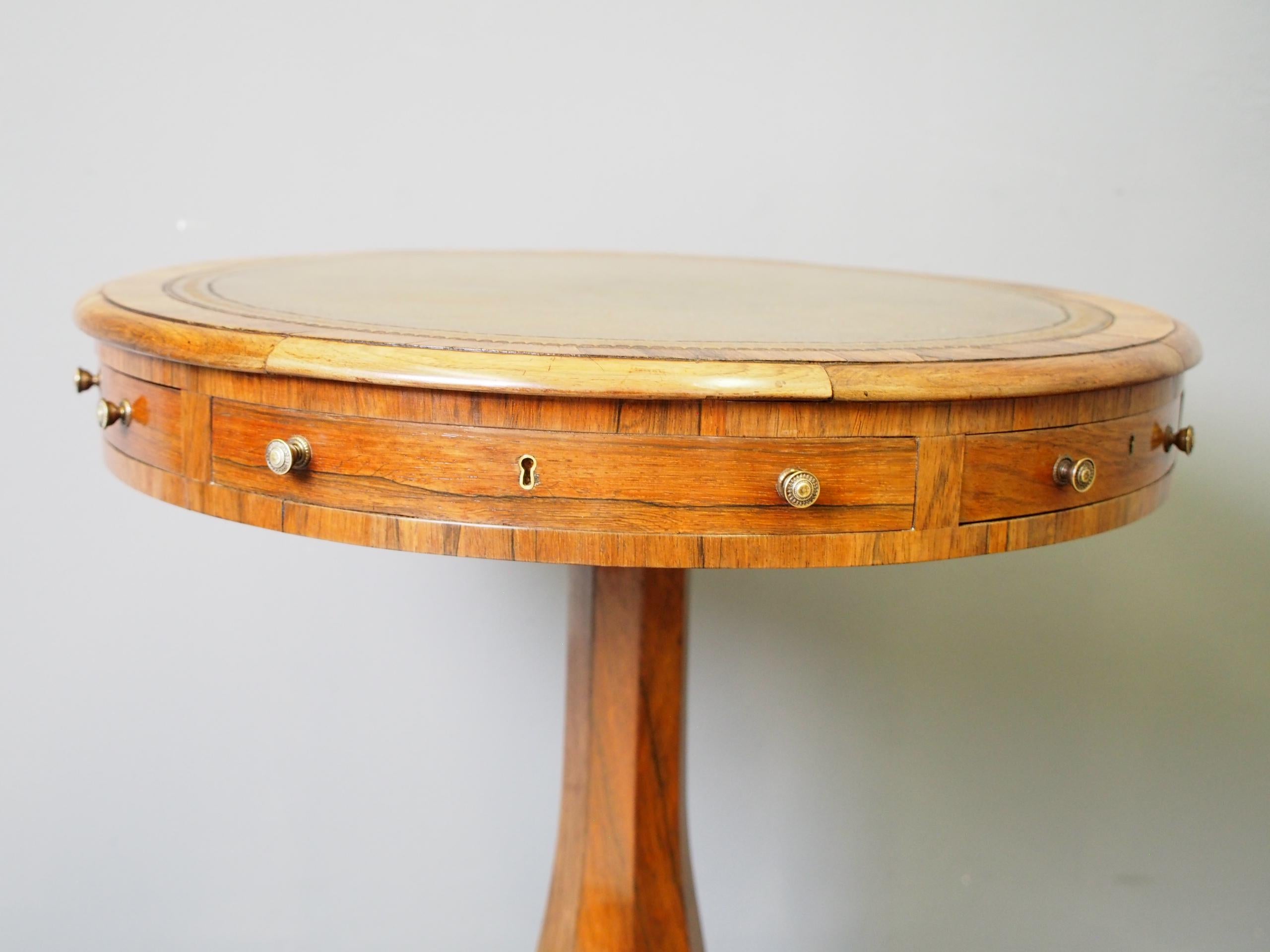 Small George IV Rosewood and Leather Top Drum Table 4