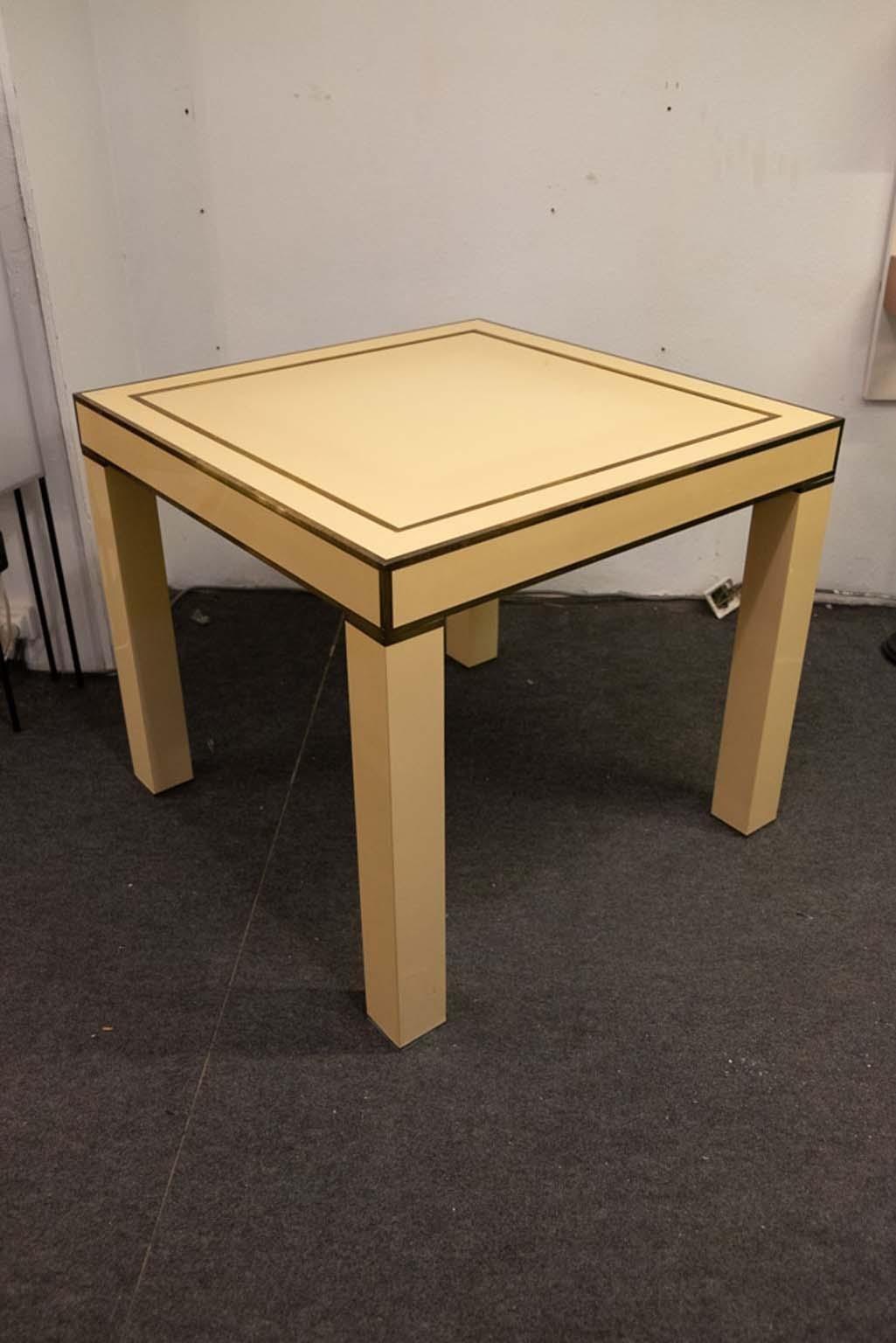 Lacquered Ivory and Brass Game Table Designed by Jean-Claude Mahey 2