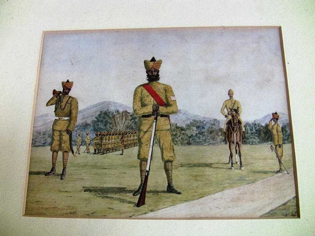 19th Century Anglo-Indian Sikh Regiment Watercolor 2