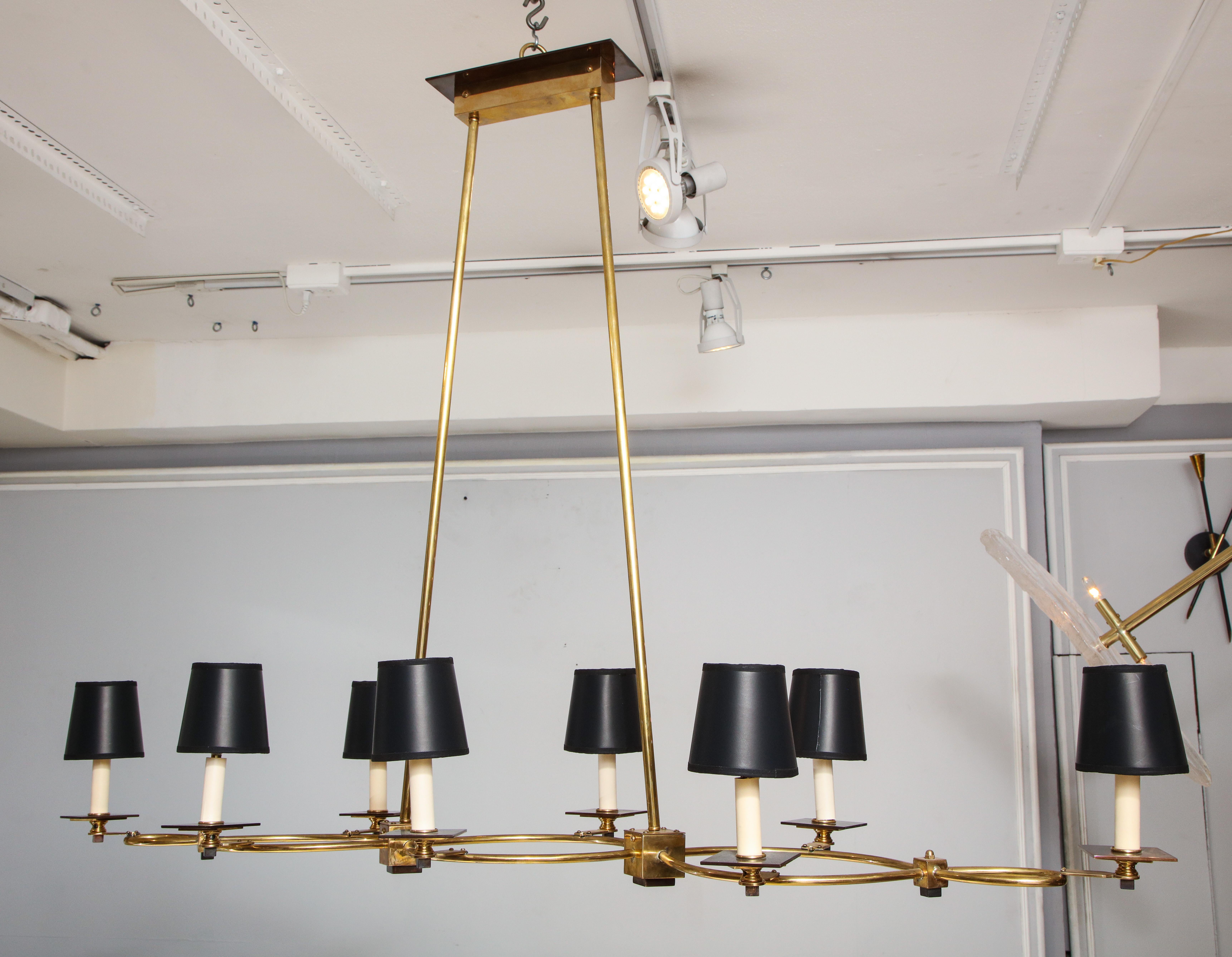 Mid-Century Modern Custom Midcentury-Style Brass and Bronze Eight-Arm Fixture For Sale