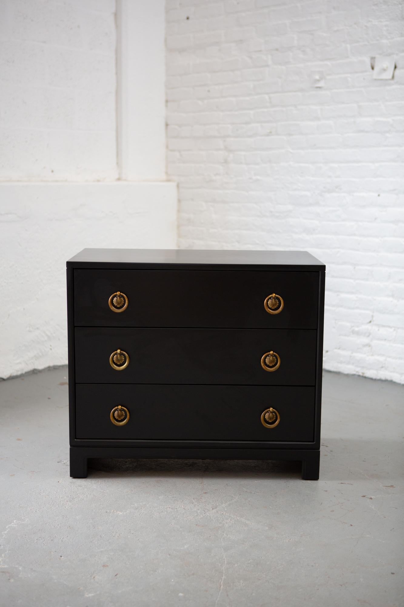Wood Midcentury Black Lacquered Chest of Drawers