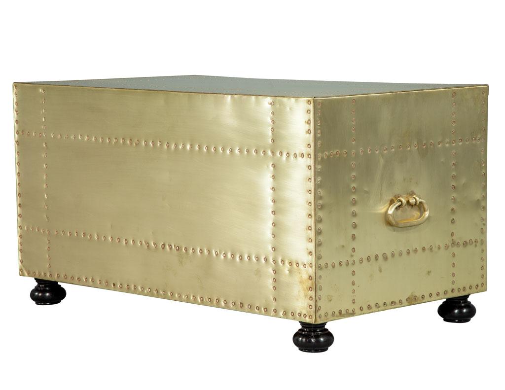 Wood Vintage Brass Chest Side Table