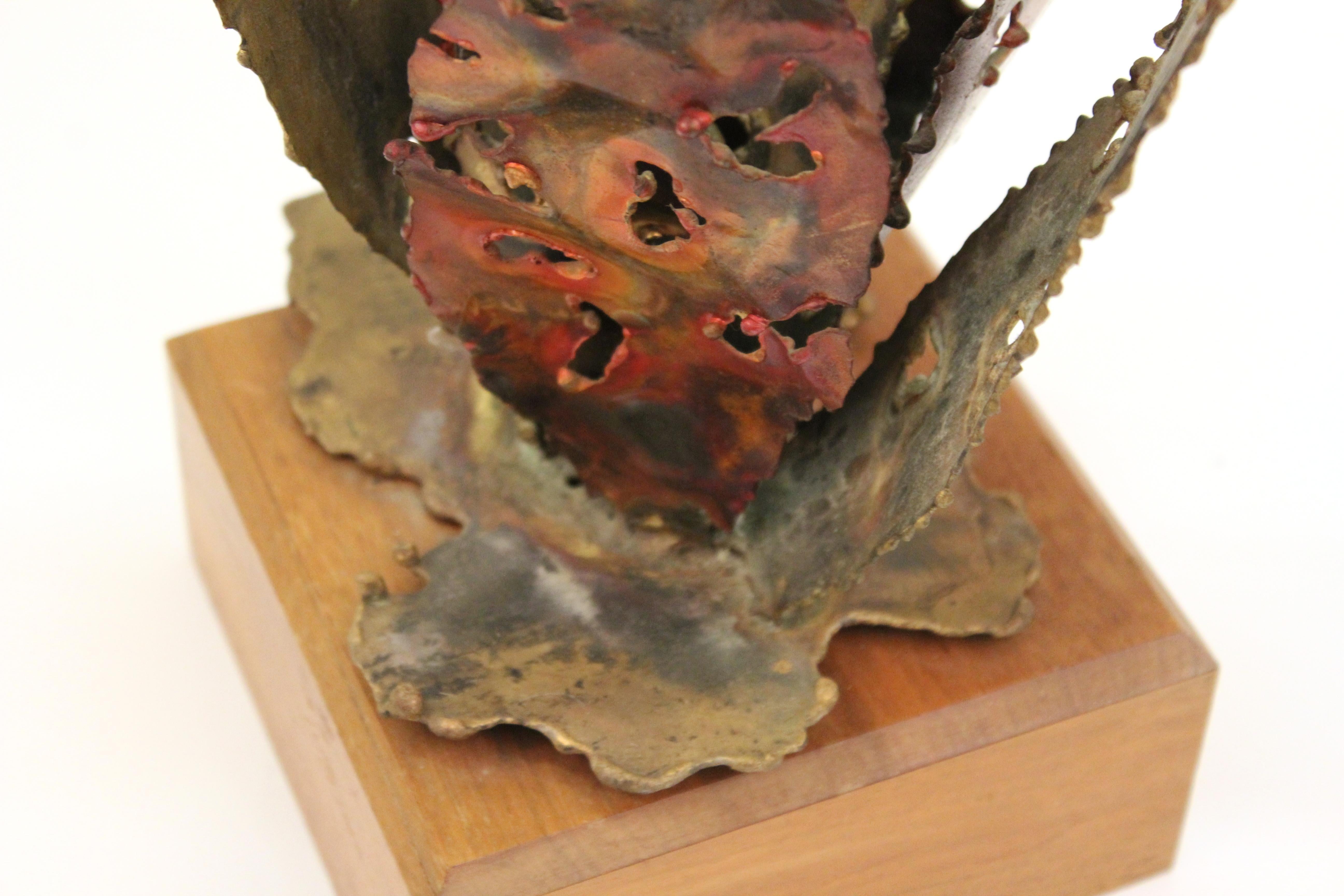 Silas Seandel Brutalist Floriform Sculpture in Patinated Metal 3