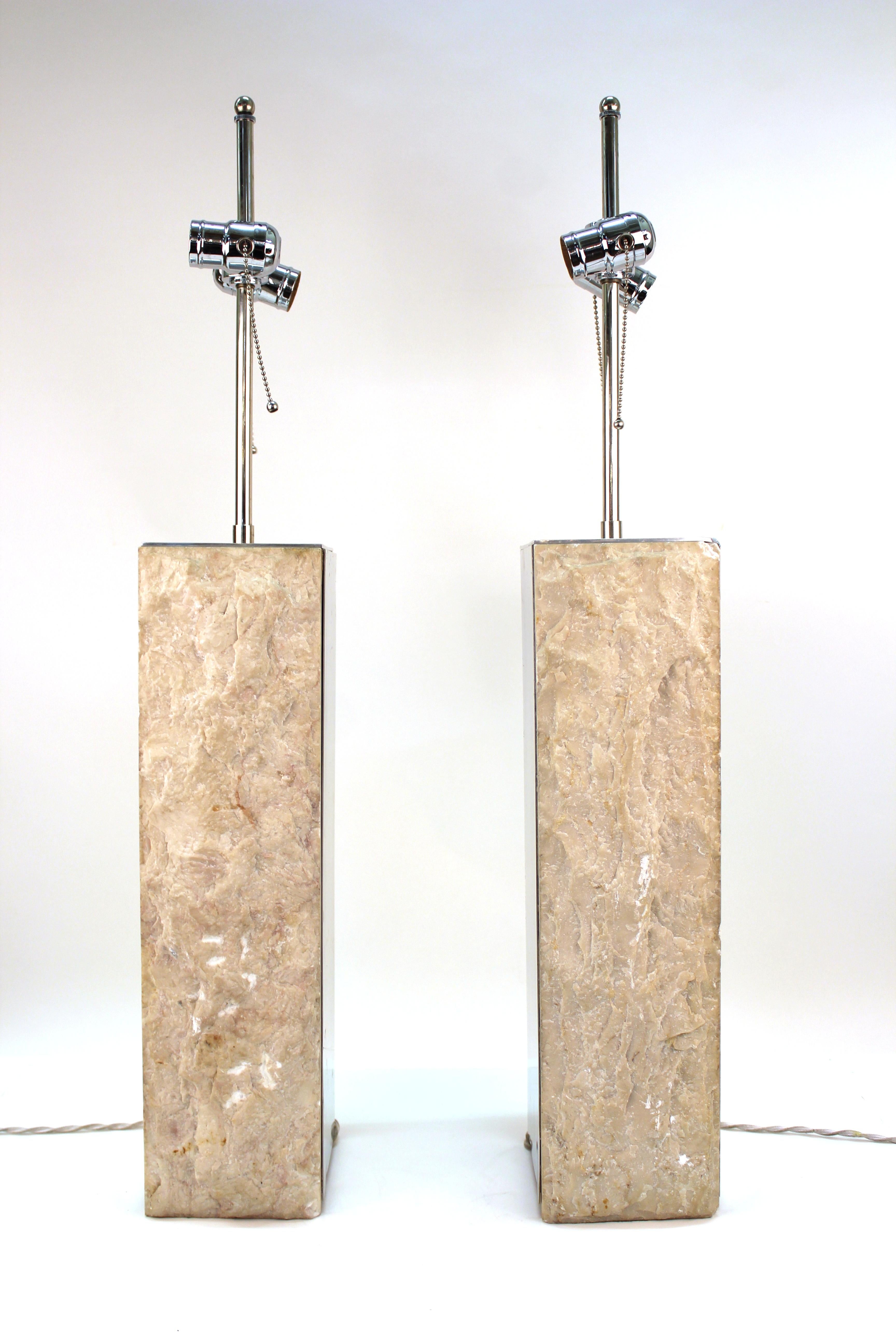 Modern Brutalist Style Table Lamps in Metal and Stone 3