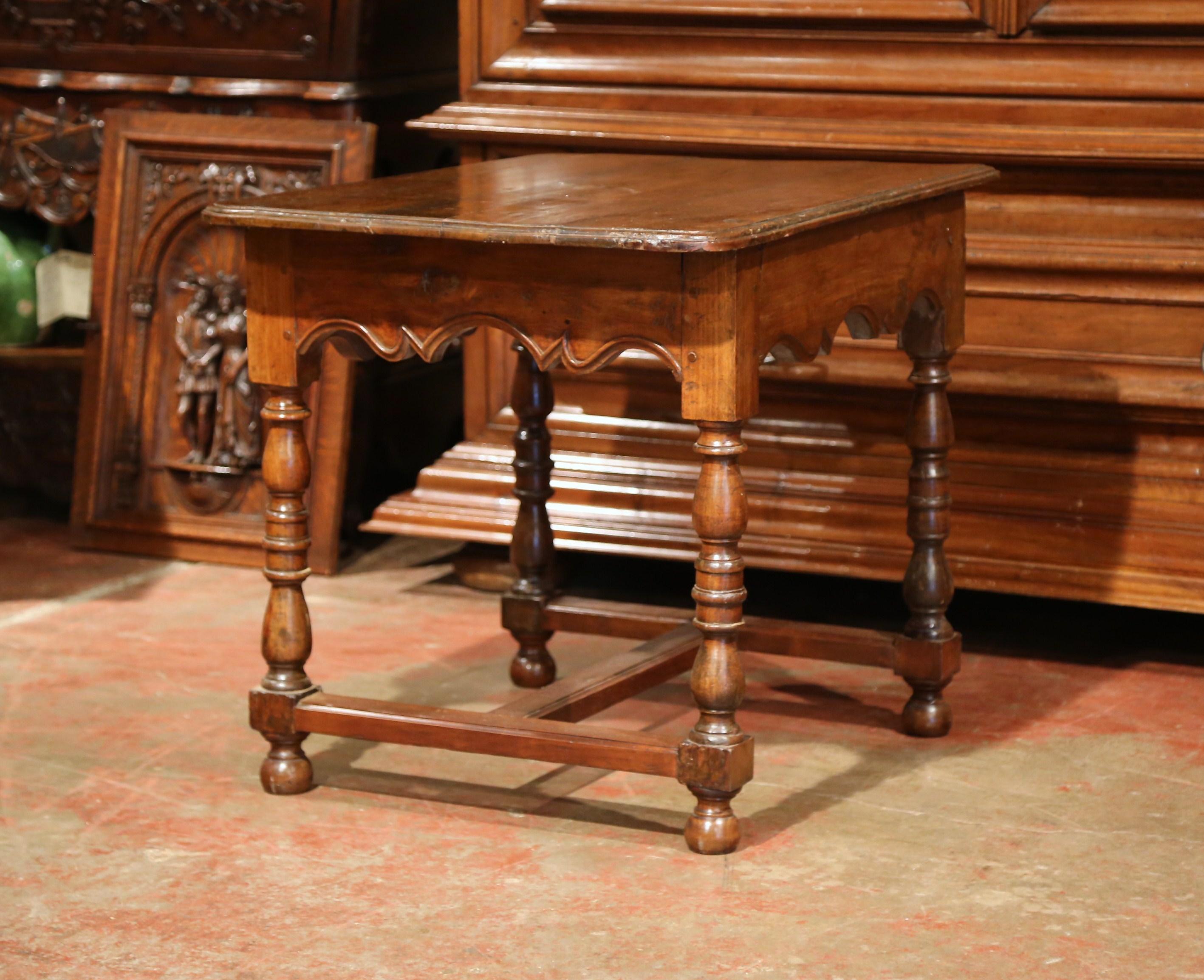 Mid-18th Century, French, Louis XIII Carved Walnut Table Desk with Center Drawer 4