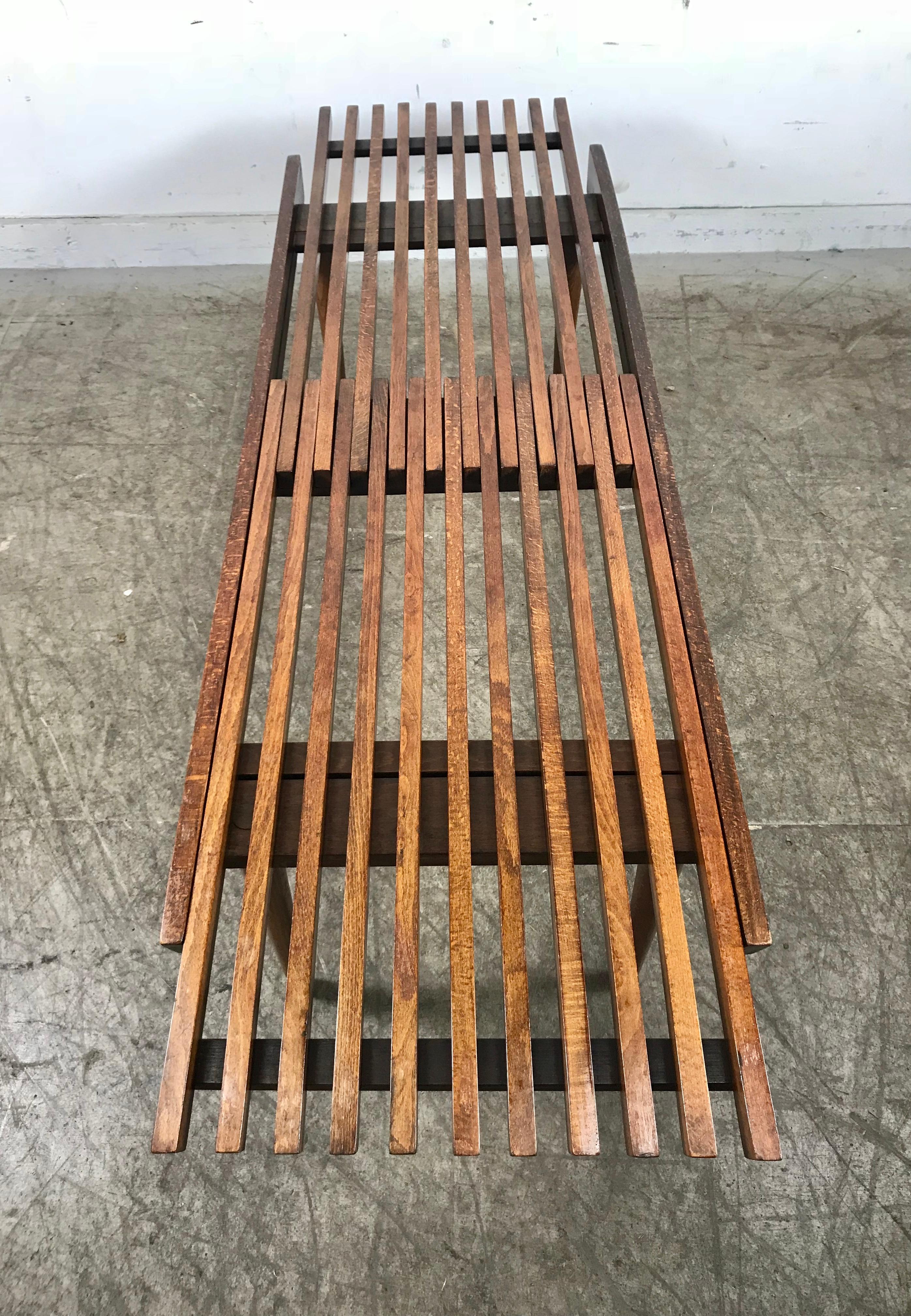 Classic Mid-Century Modern Walnut Expandable Slat Bench or Table 4