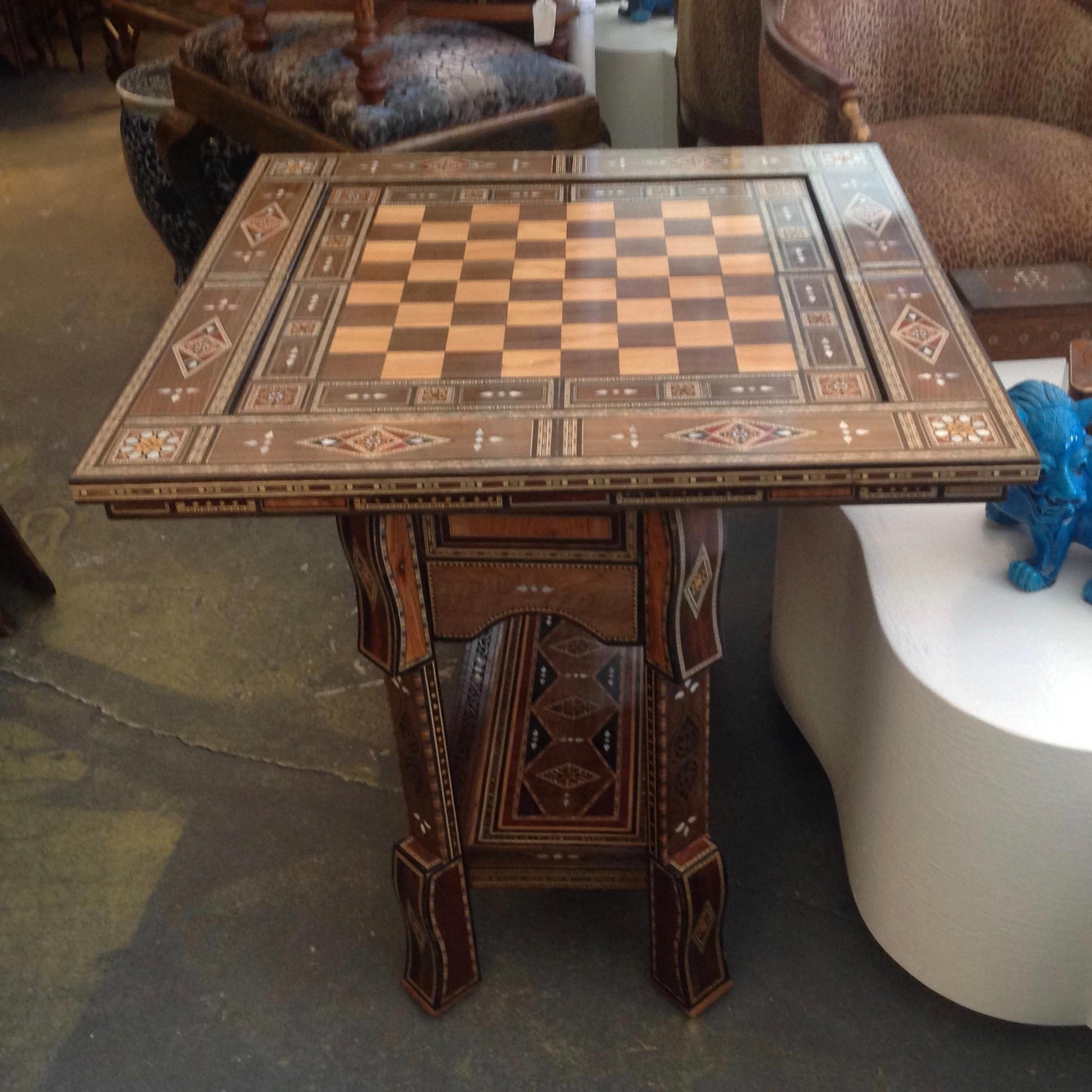 Wood Moroccan Folding Game Table