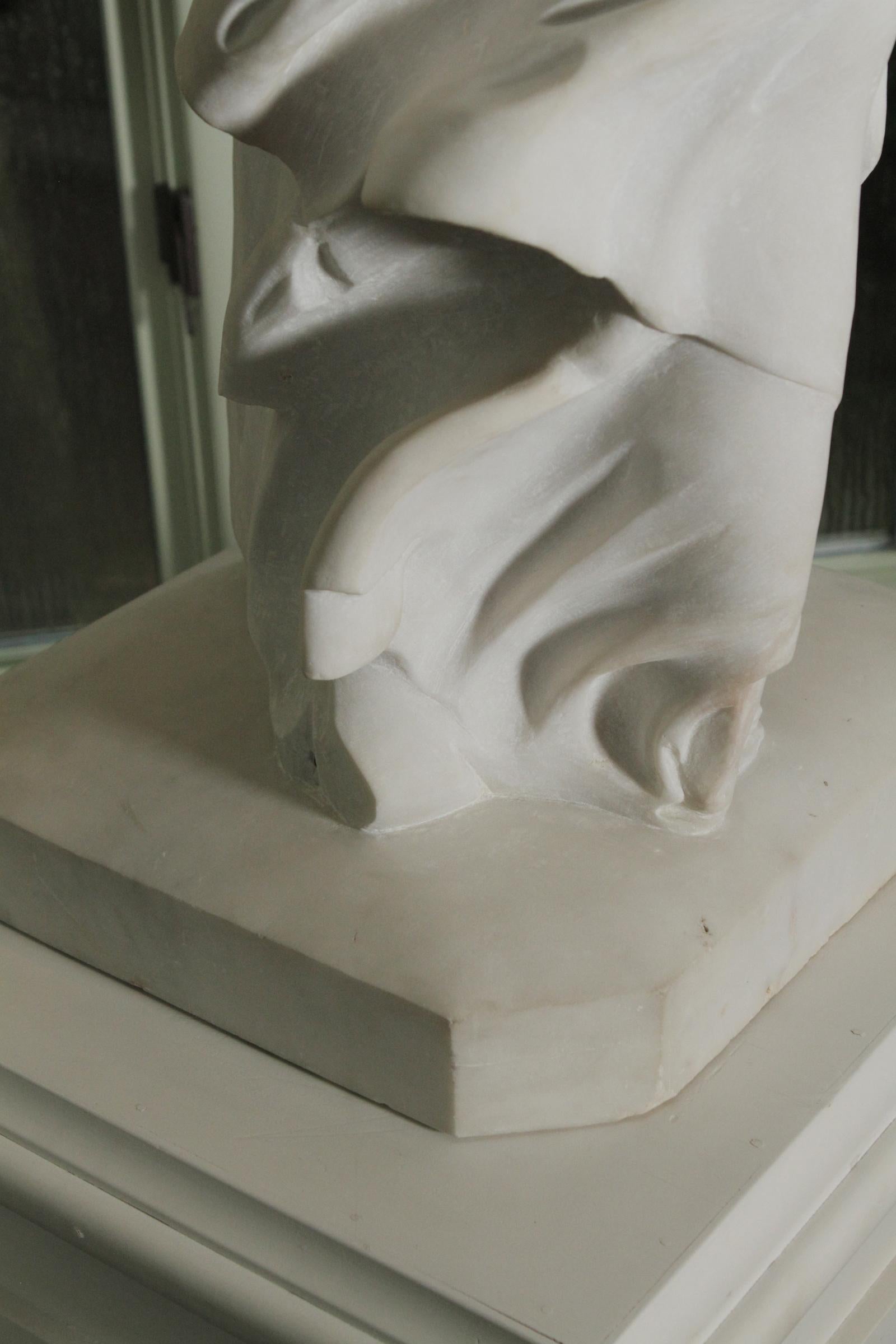 Marble Figure on Custom Wood Stand La Victoire de Samothrace or Winged Victory 2