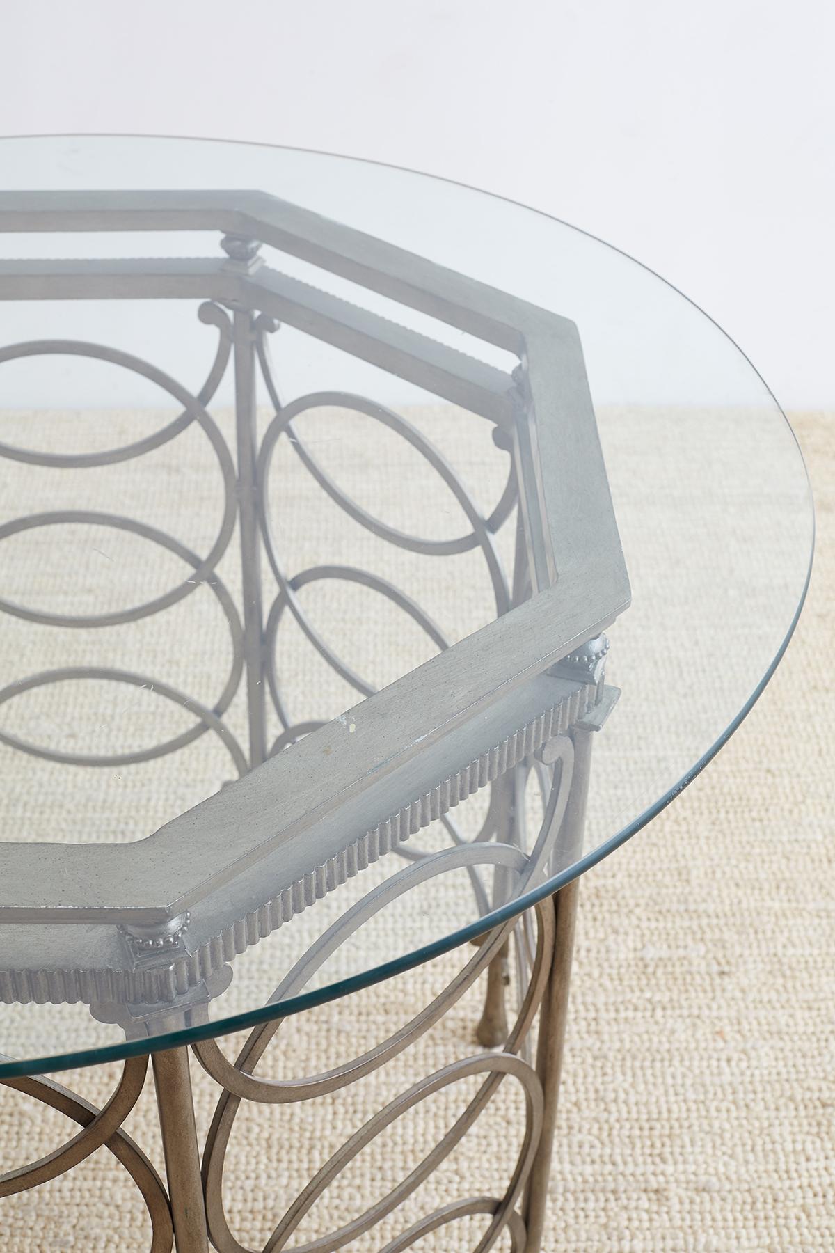Round Neoclassical Style Silverleaf Metal Dining Table 3