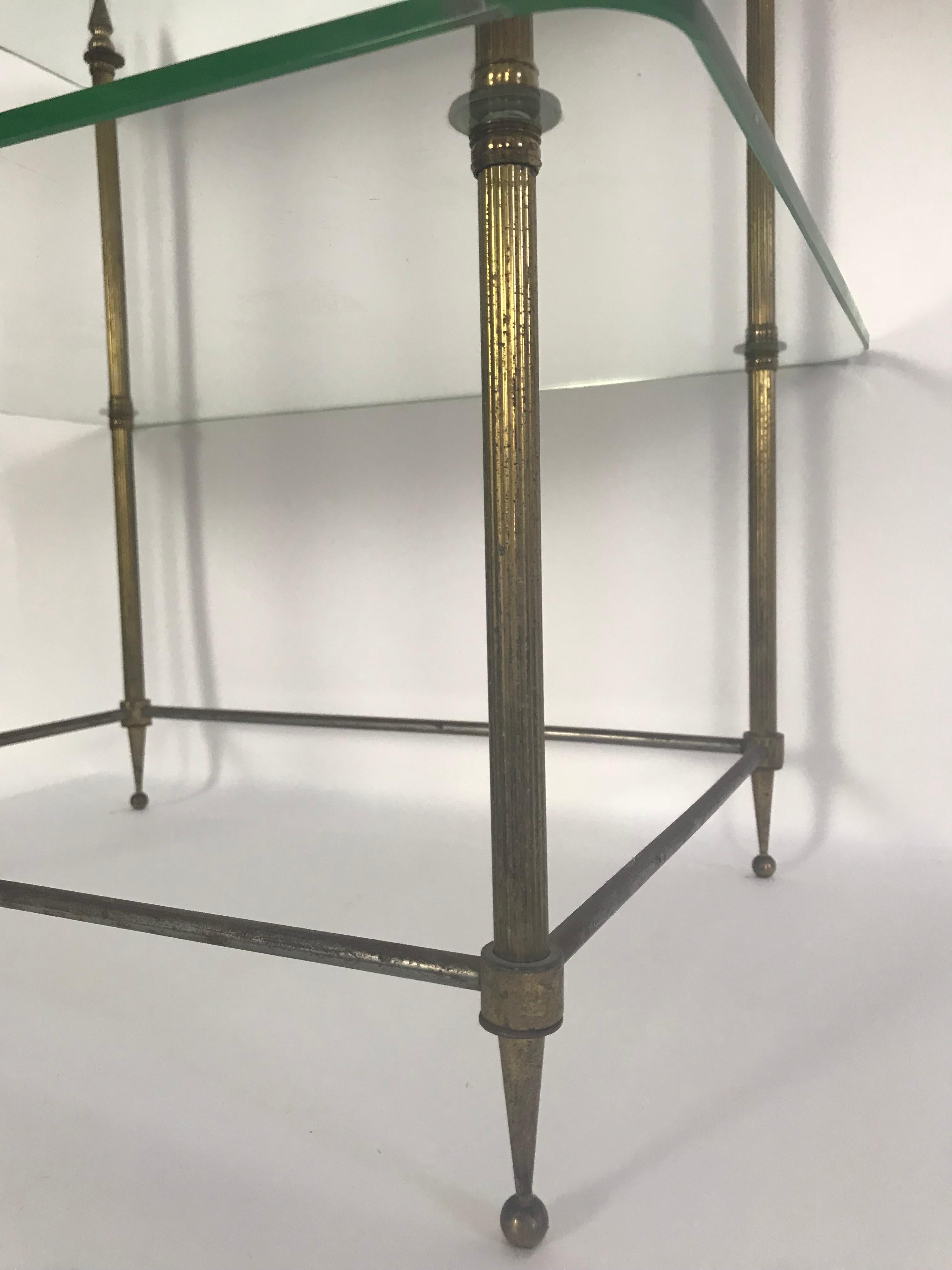 Two-Tiered Glass and Brass Side Table from France 4