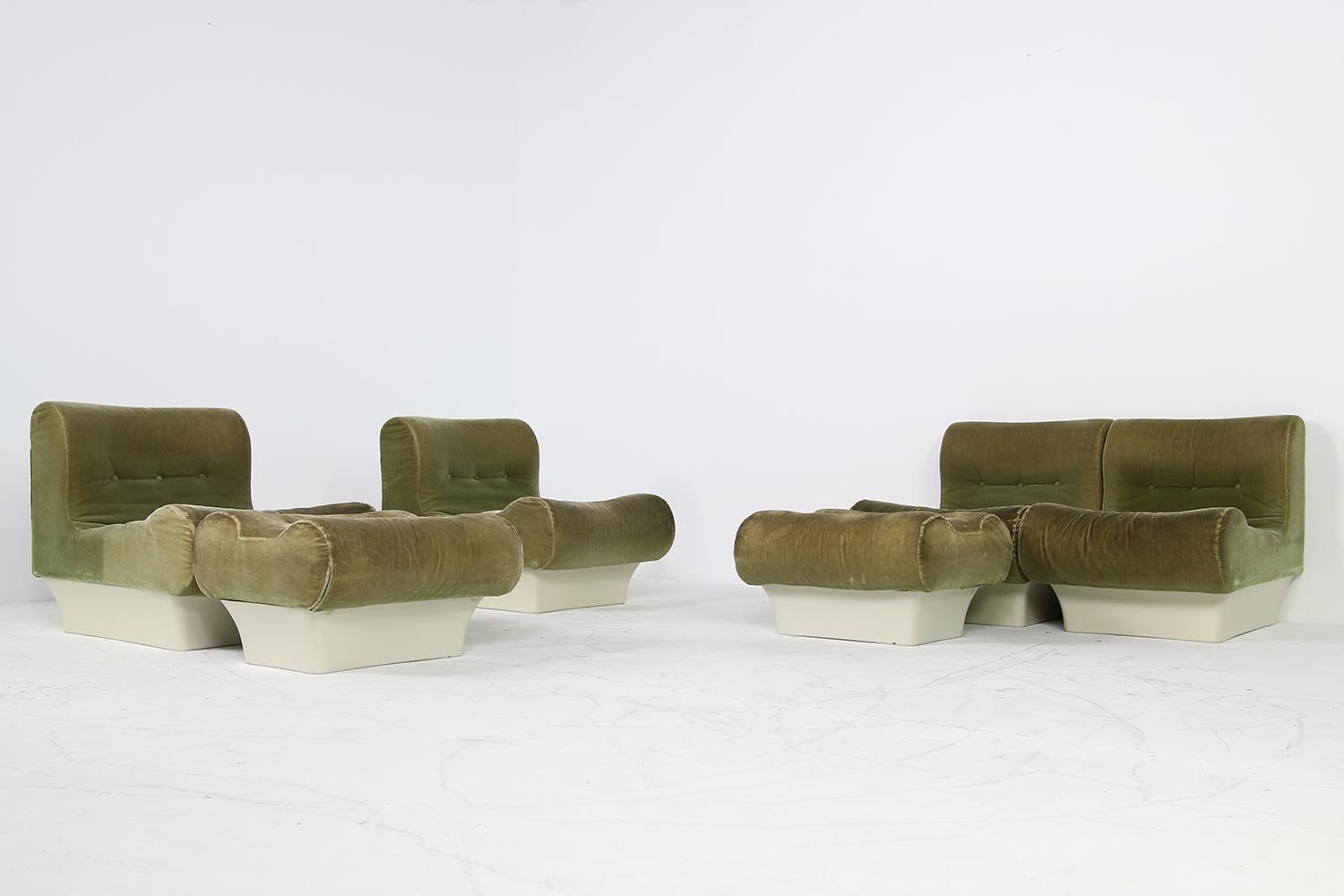 Vintage 1960s Otto Zapf Modular Sofa & Lounge Chair Living Room Set, Mohair 1