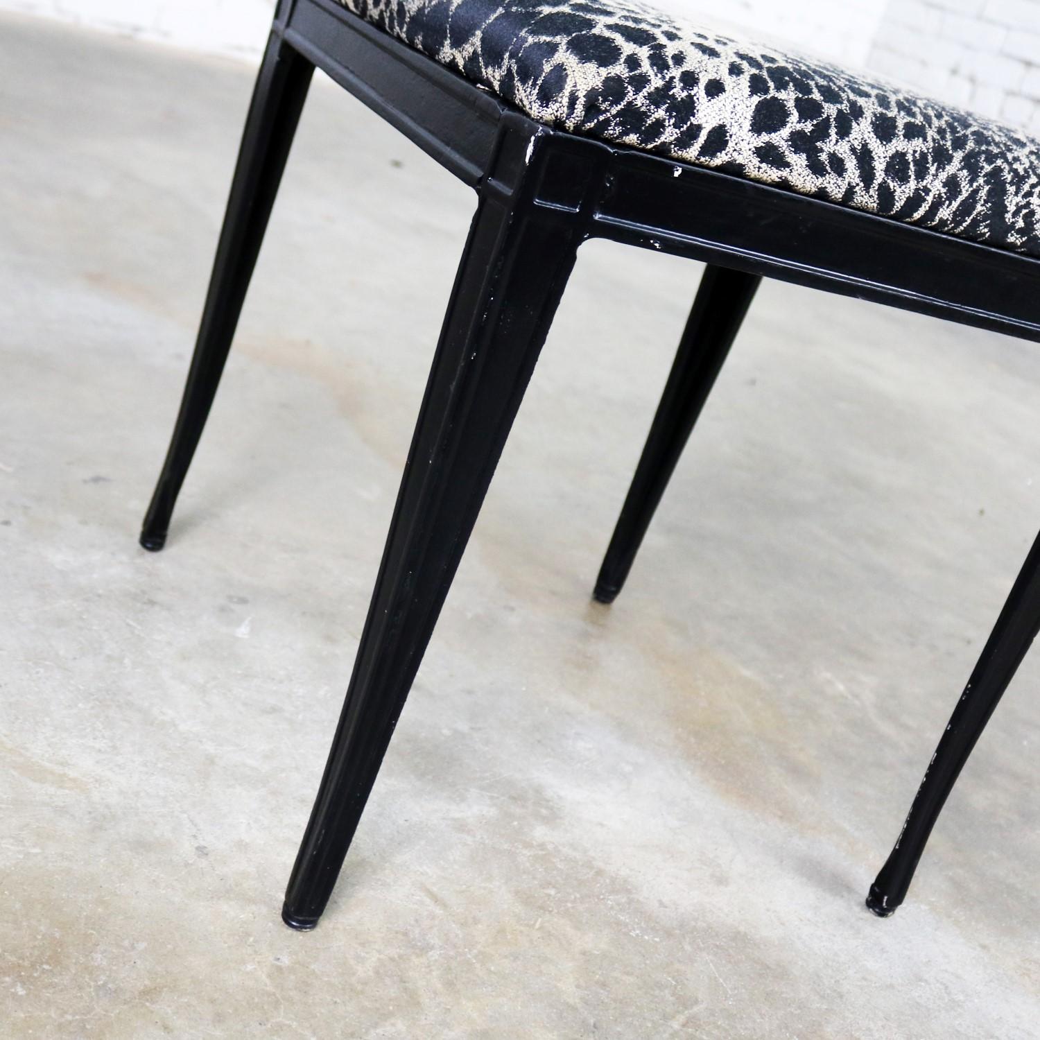 Black Art Deco and Animal Print Bench Ottoman Footstool Cast Aluminum by Crucibl 1