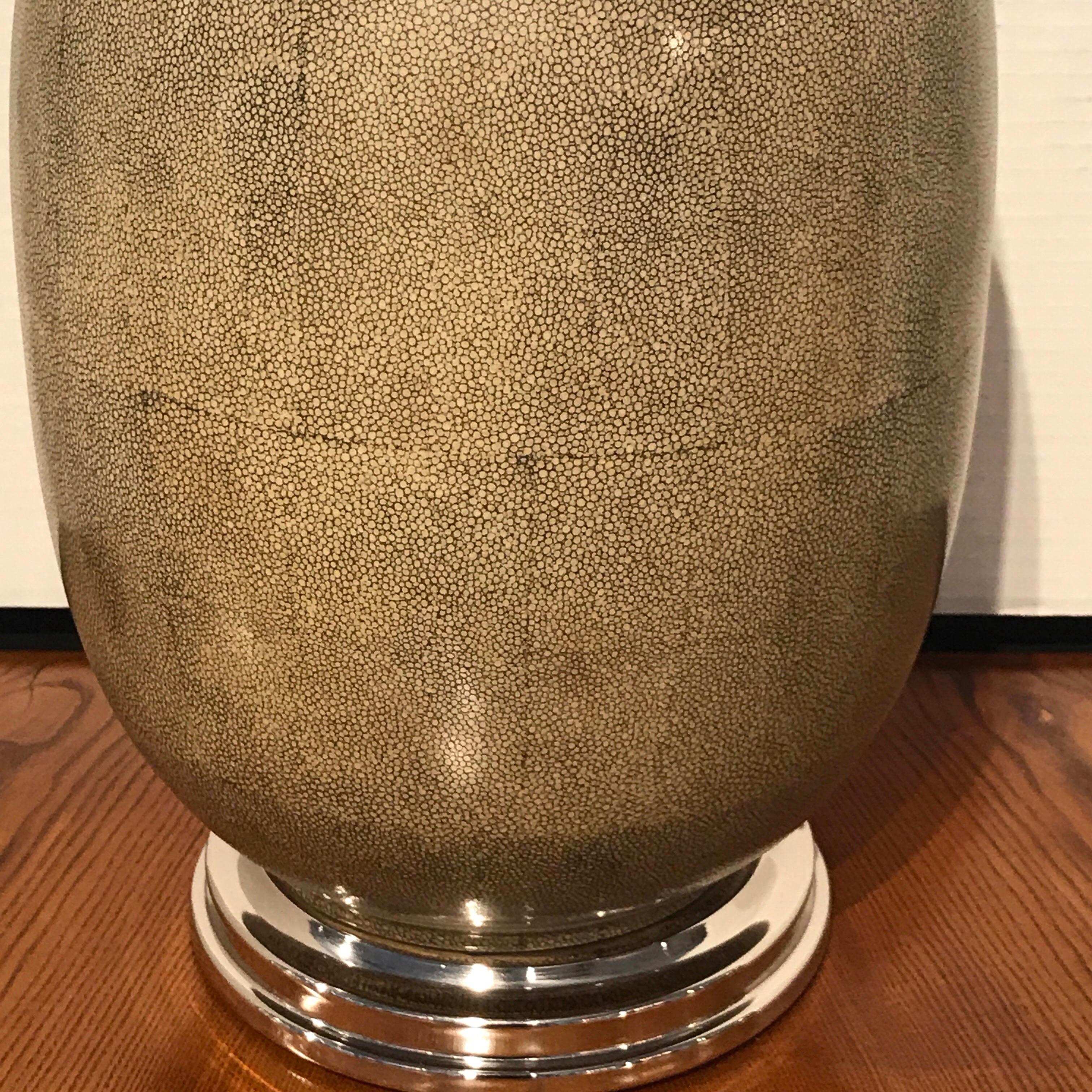 Pair of Shagreen Porcelain Vases, Now as Lamps For Sale 3
