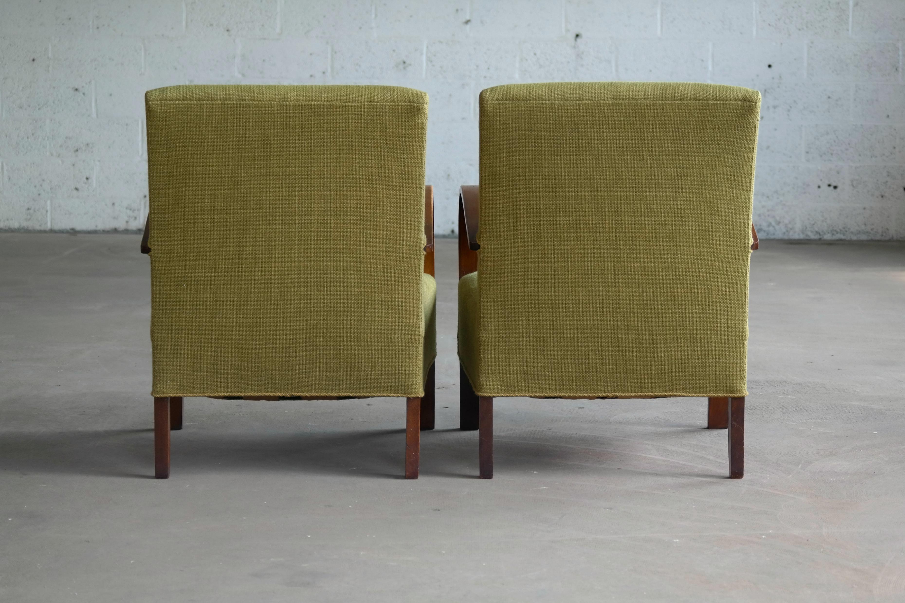 Pair of Early Midcentury Danish Art Deco Low Lounge Chairs 4
