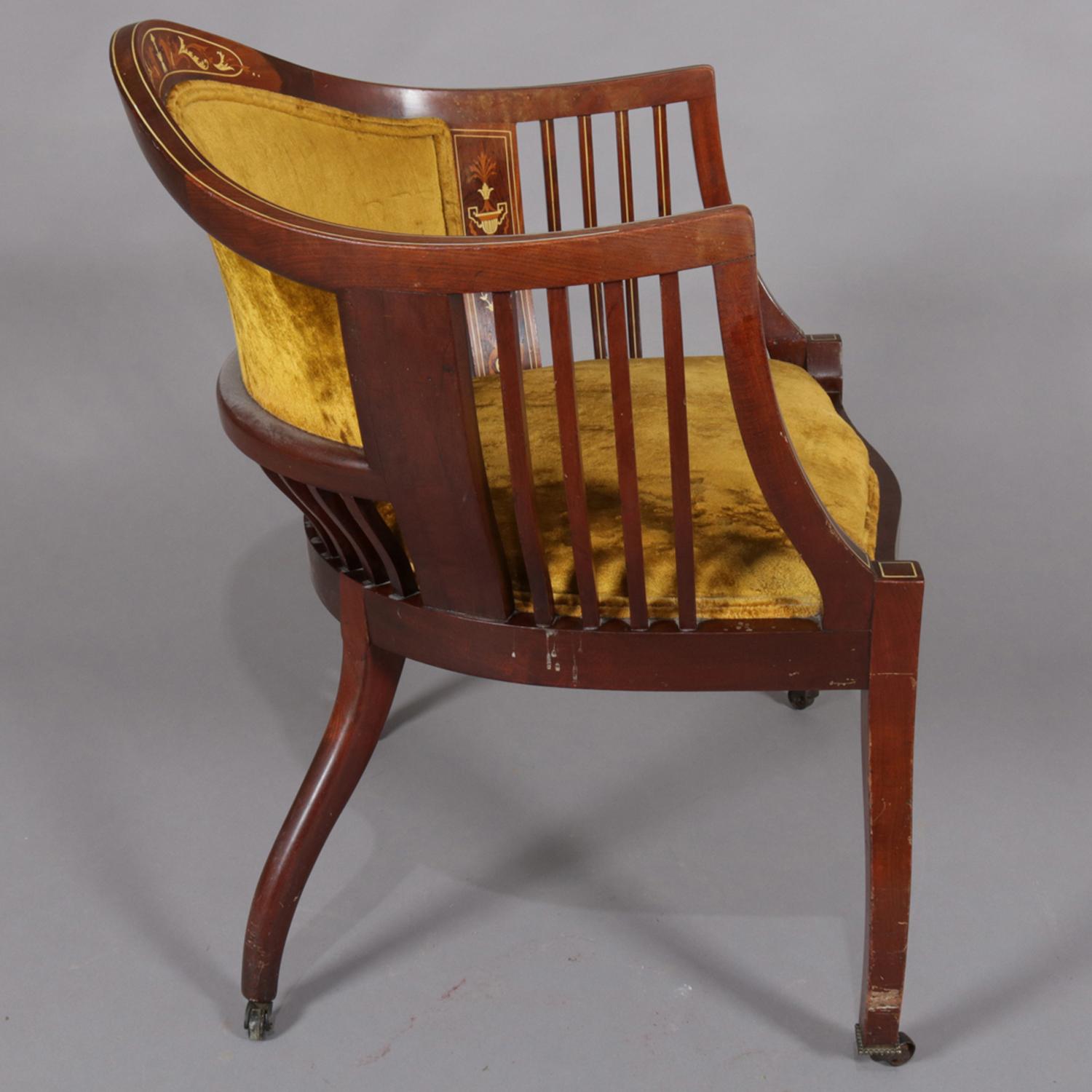 Antique Italian Neoclassical Satinwood Marquetry Inlaid Side Chair, circa 1890 3