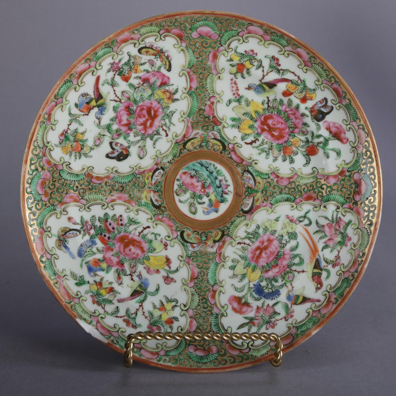 34 Piece Antique Chinese Rose Medallion Enameled Porcelain Dining Set 4