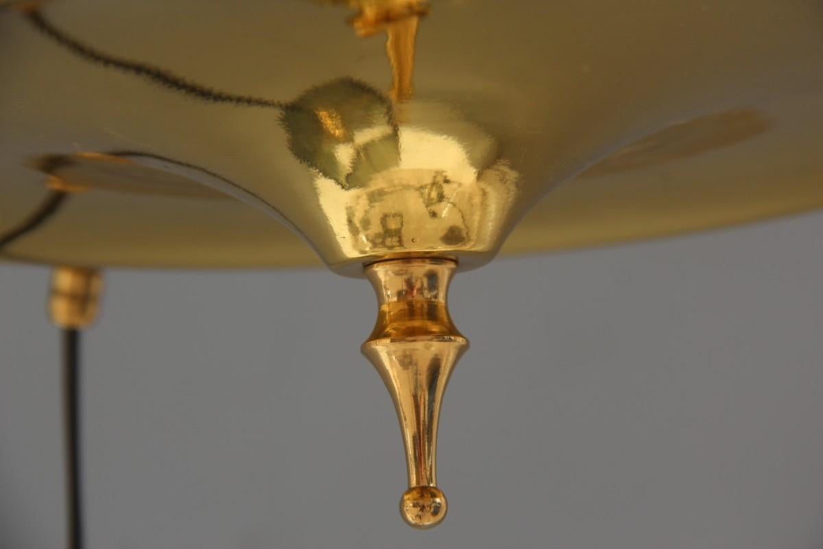 Mid-Century Modern Italian Chandelier Brass Crystal Grey Gold Glass Often For Sale 5