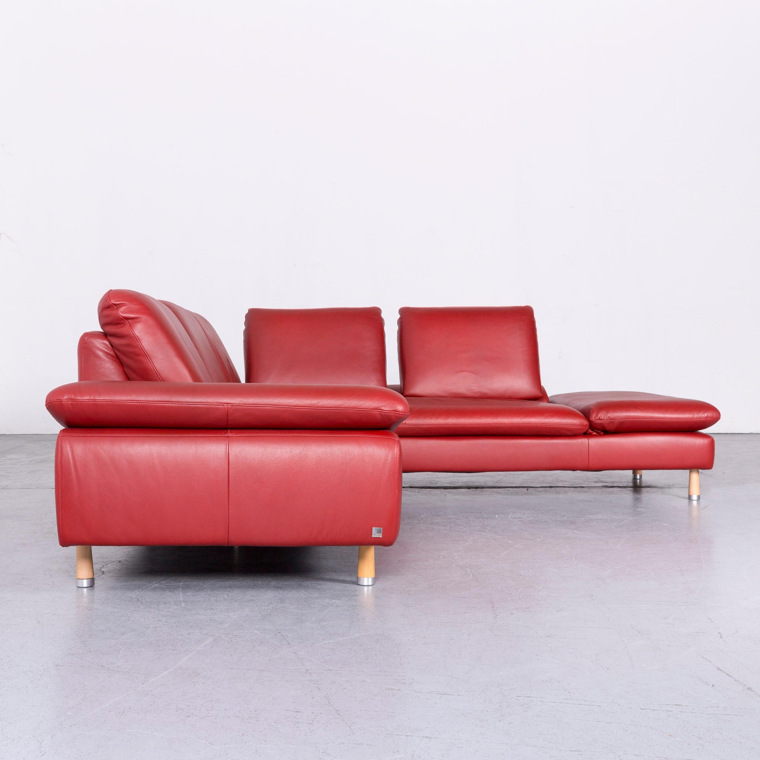 Willi Schillig Designer Leather Corner Sofa Red Corner-Couch For Sale 1