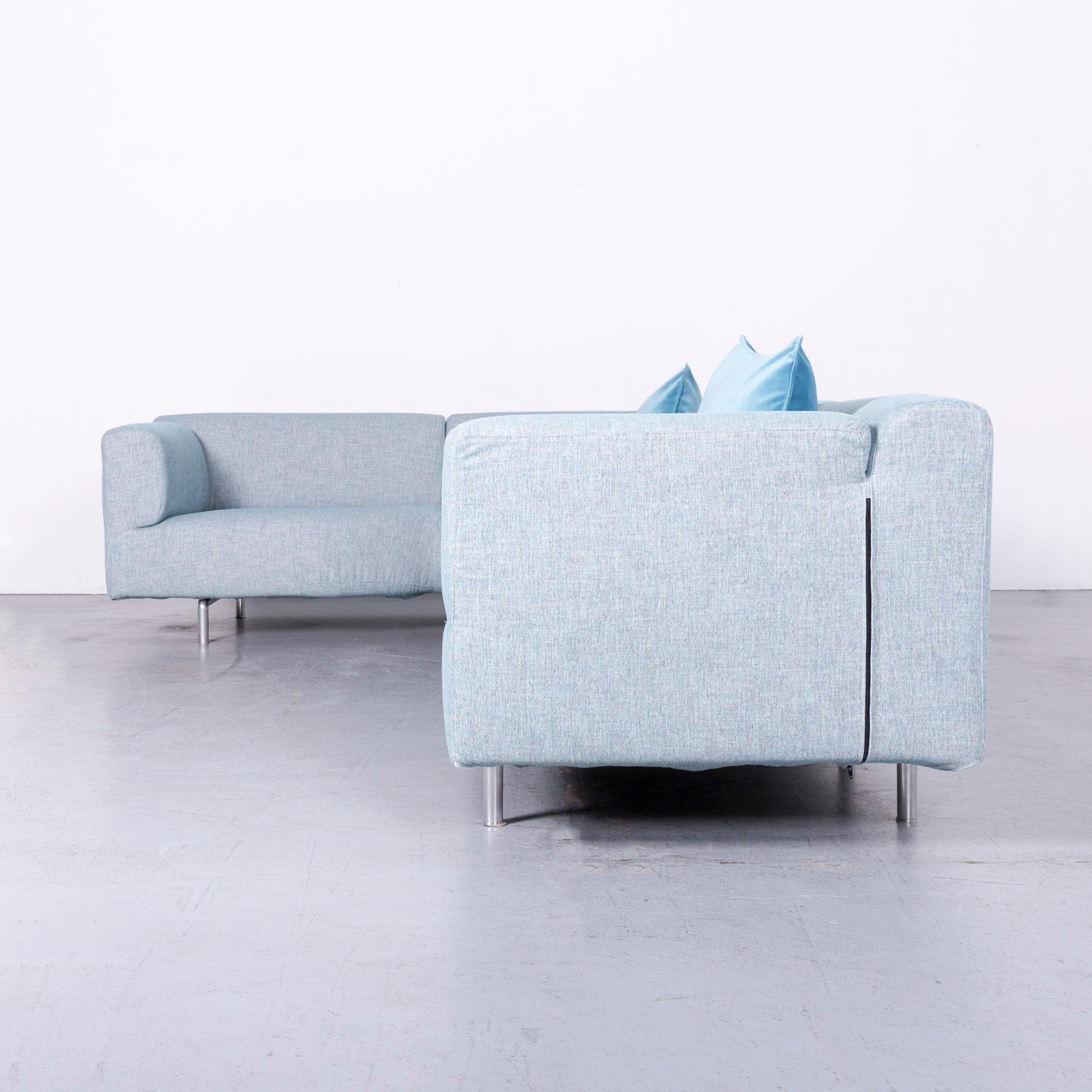Cassina Met Designer Corner Sofa Couch Blue Fabric 2