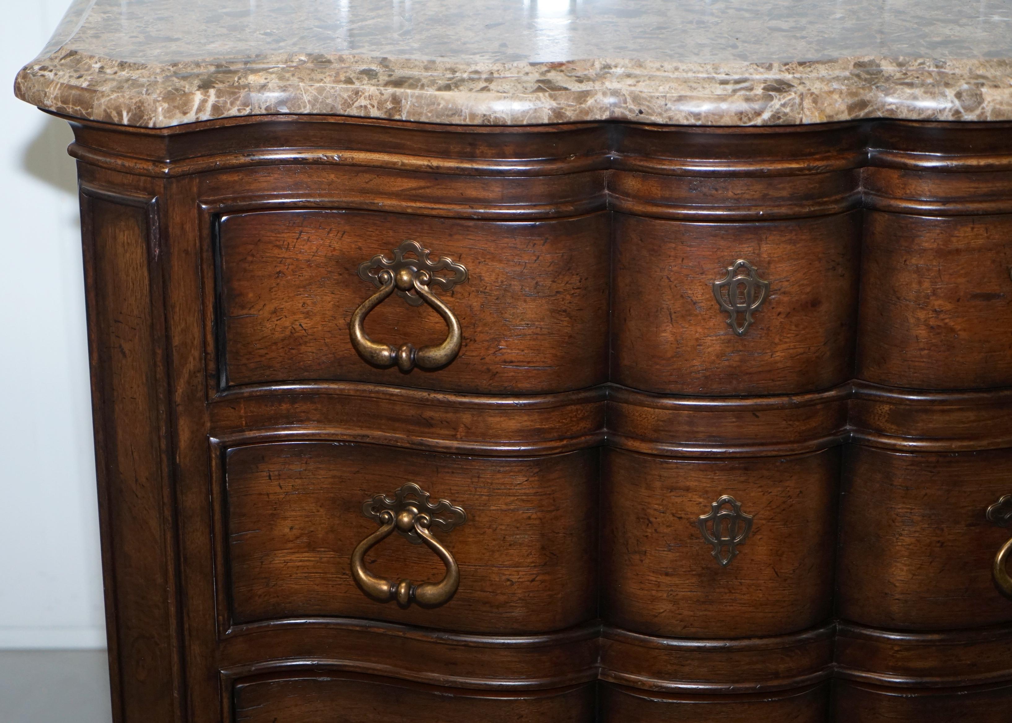 Stunning Carved Wood Thomasville Lucca Chest of Drawers Marble Top 1
