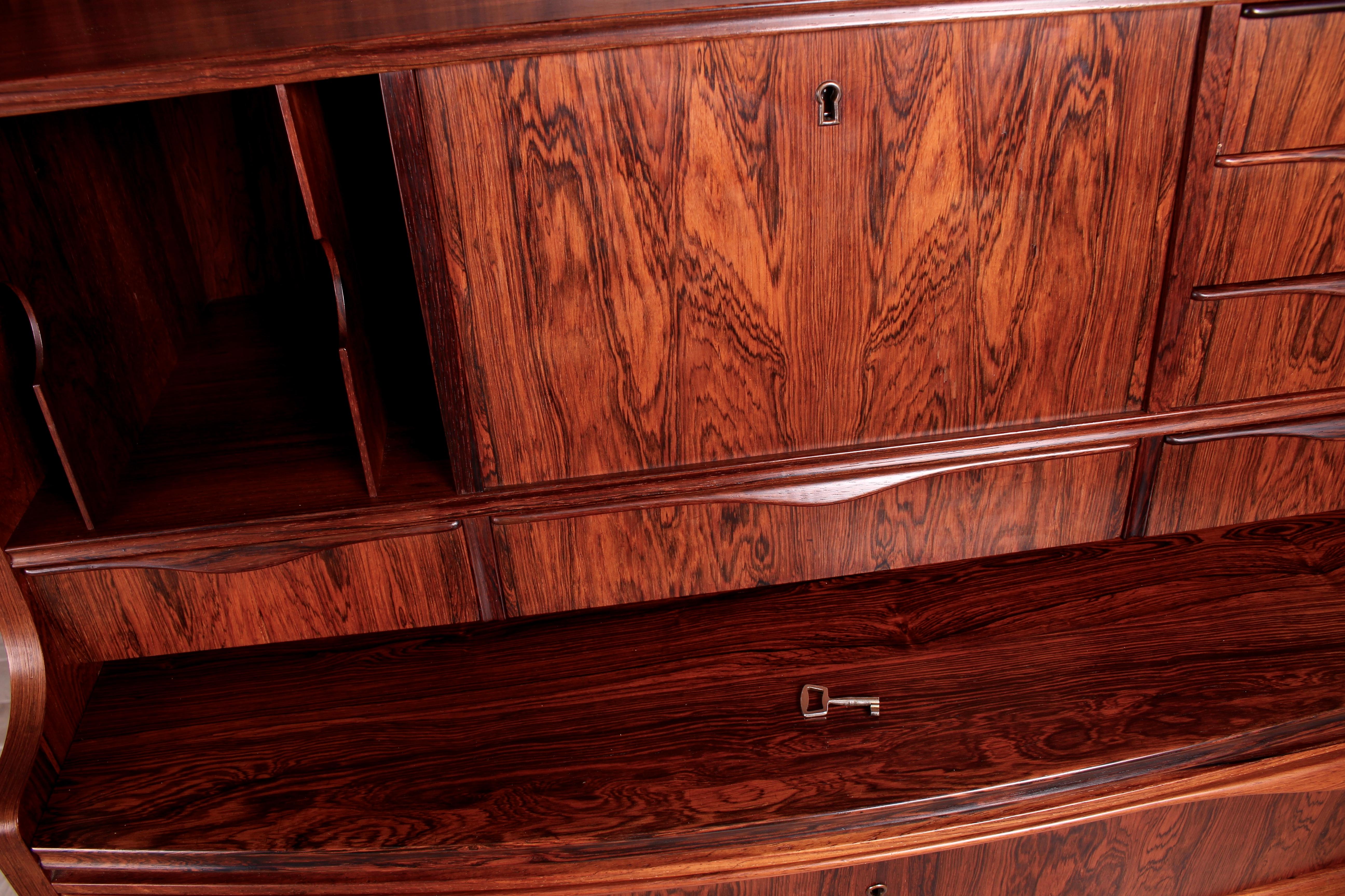 Danish Rosewood Secretaire Cabinet Possibly by Erling Torvits, circa 1960 4