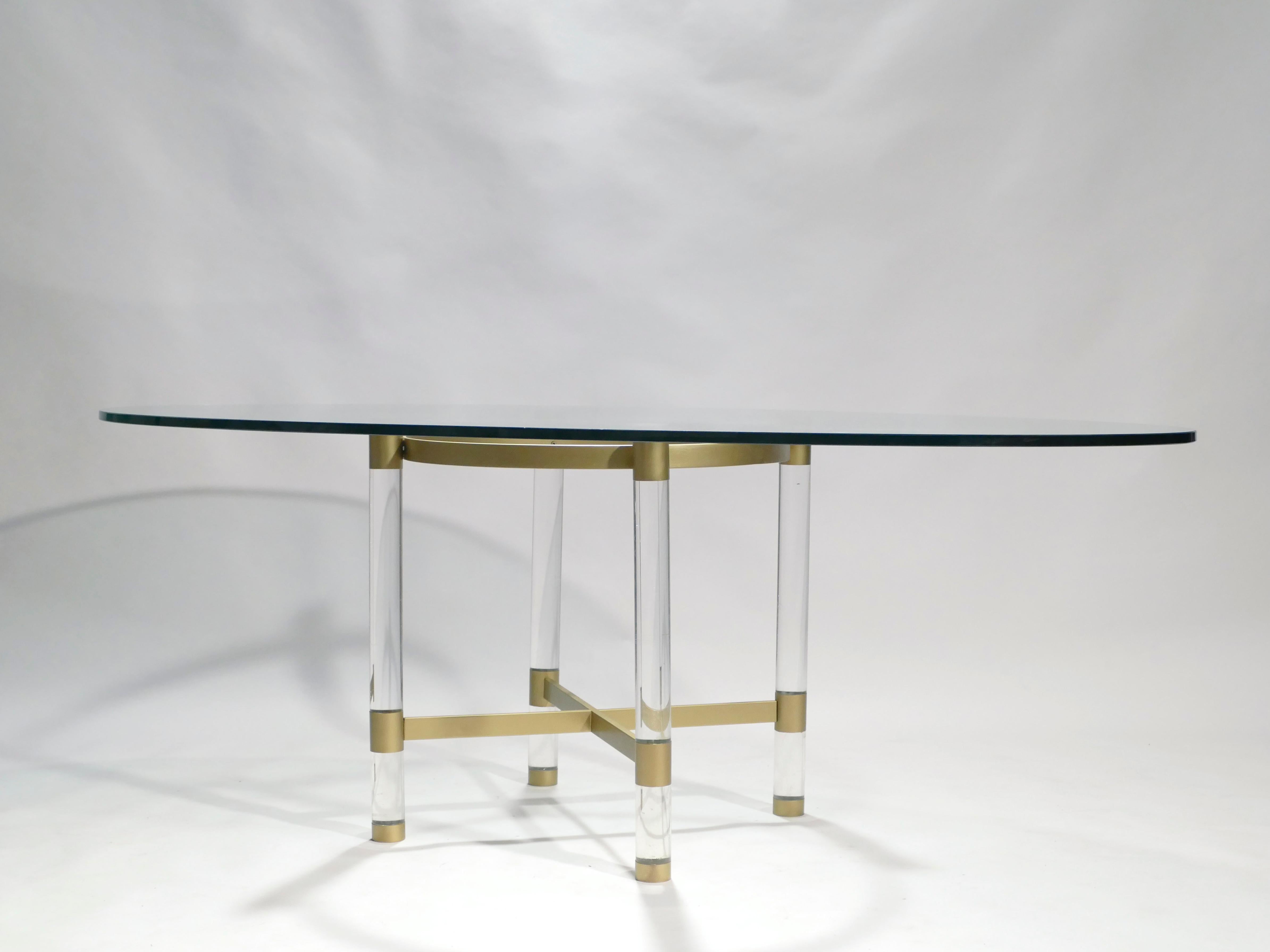 Brass and Lucite Dining Table by Sandro Petti for Metalarte, 1970s 3