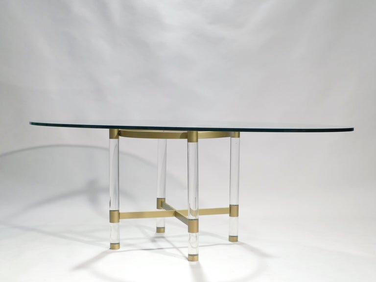 Brass and Lucite Dining Table by Sandro Petti for ...