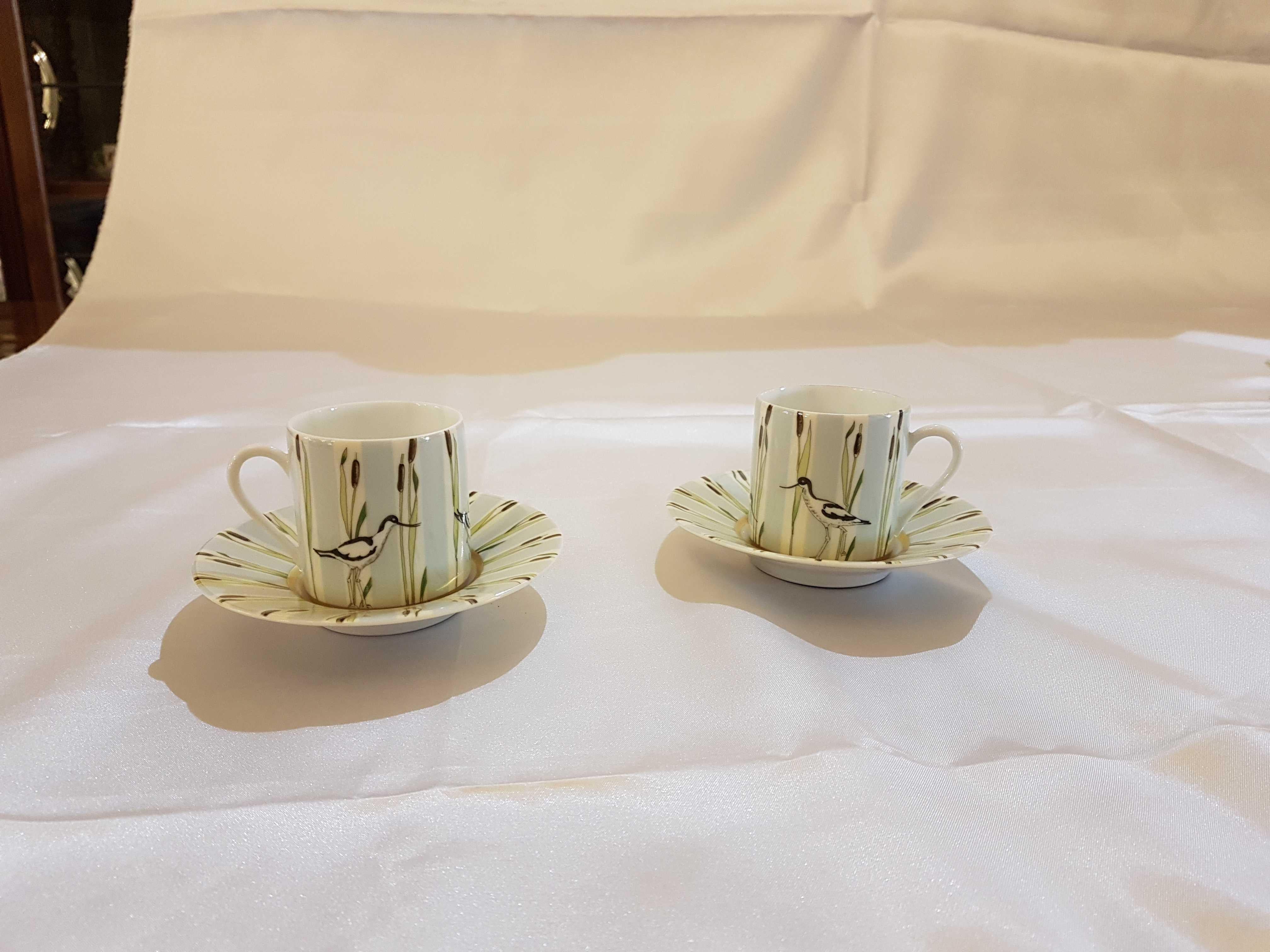 Hermès Les Matin de l'Etang Porcelain Set of Six Coffee Cups, France, Modern 3