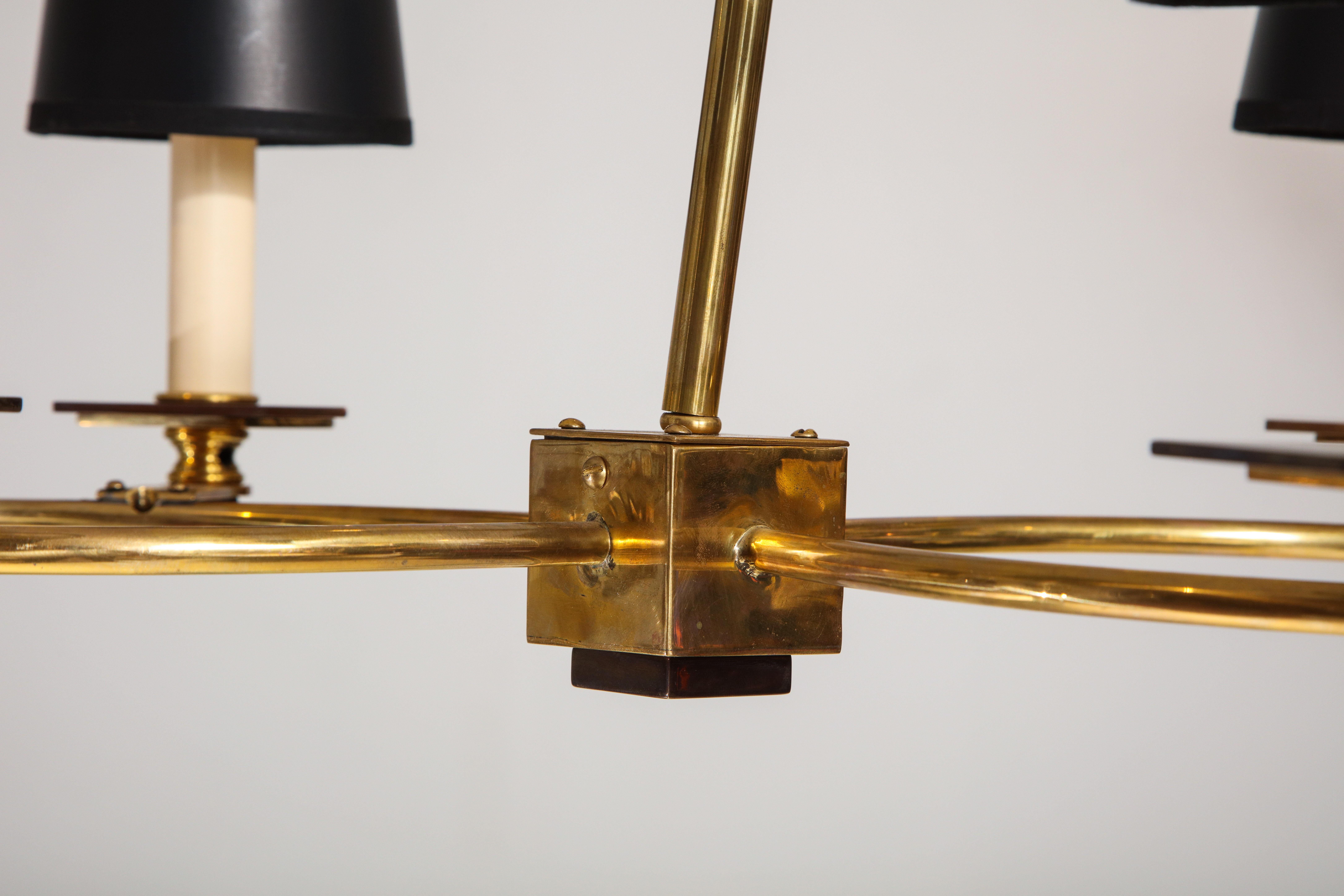 Custom Midcentury-Style Brass and Bronze Eight-Arm Fixture For Sale 3