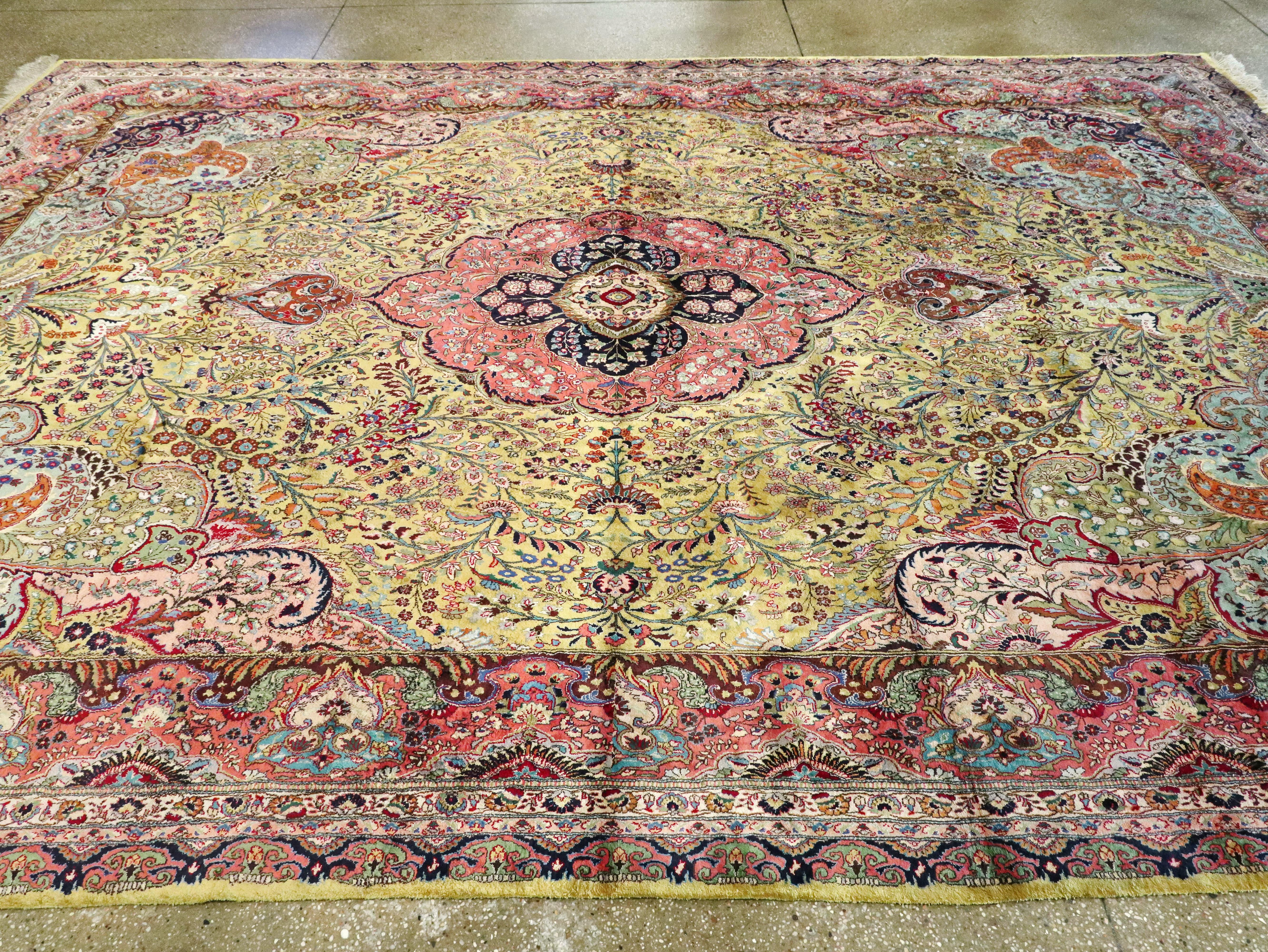 Vintage Persian Qum Silk Carpet 3