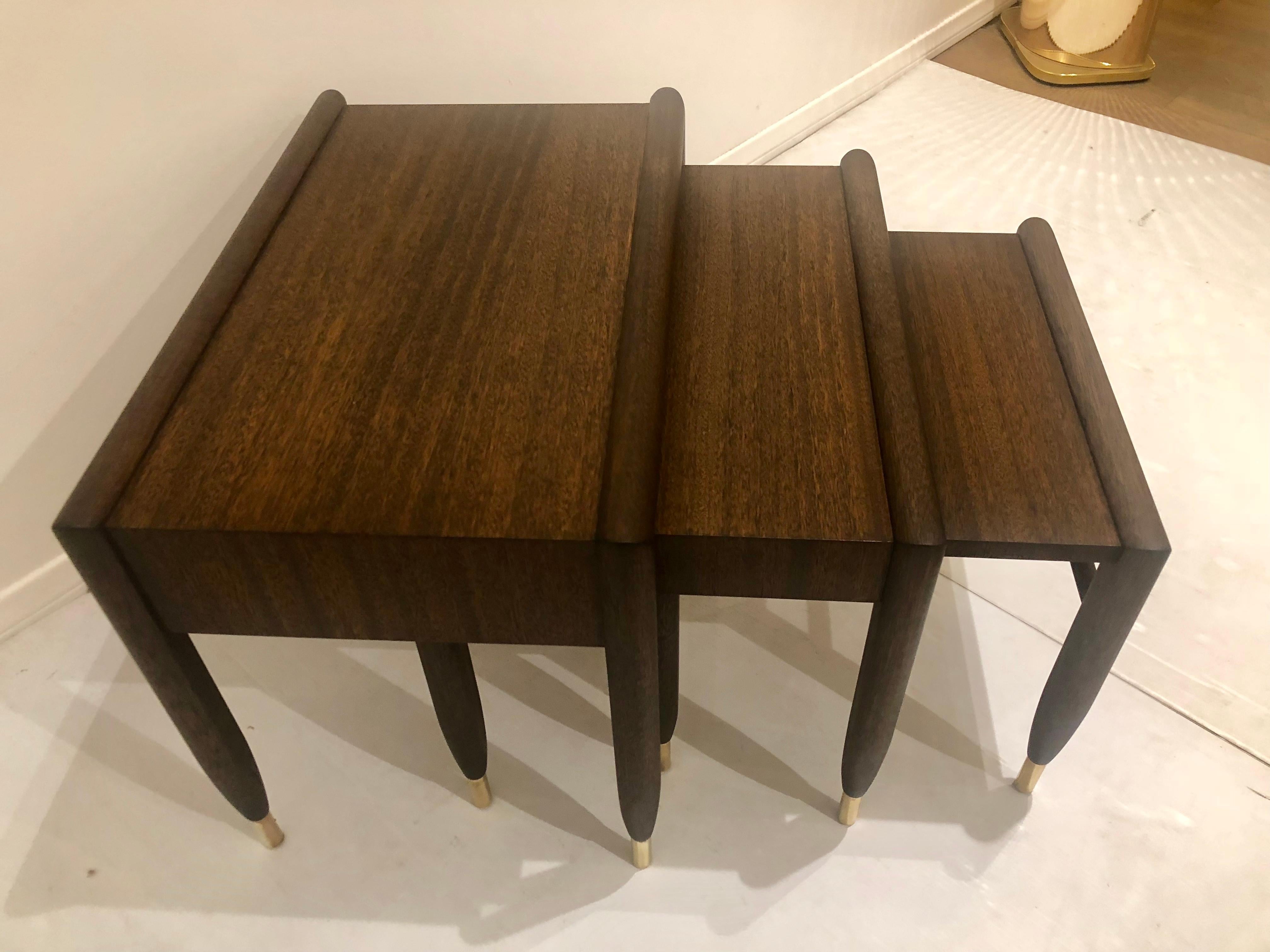 American Mid Century Nesting Tables Designed by John Keal for Brown Saltman For Sale 3